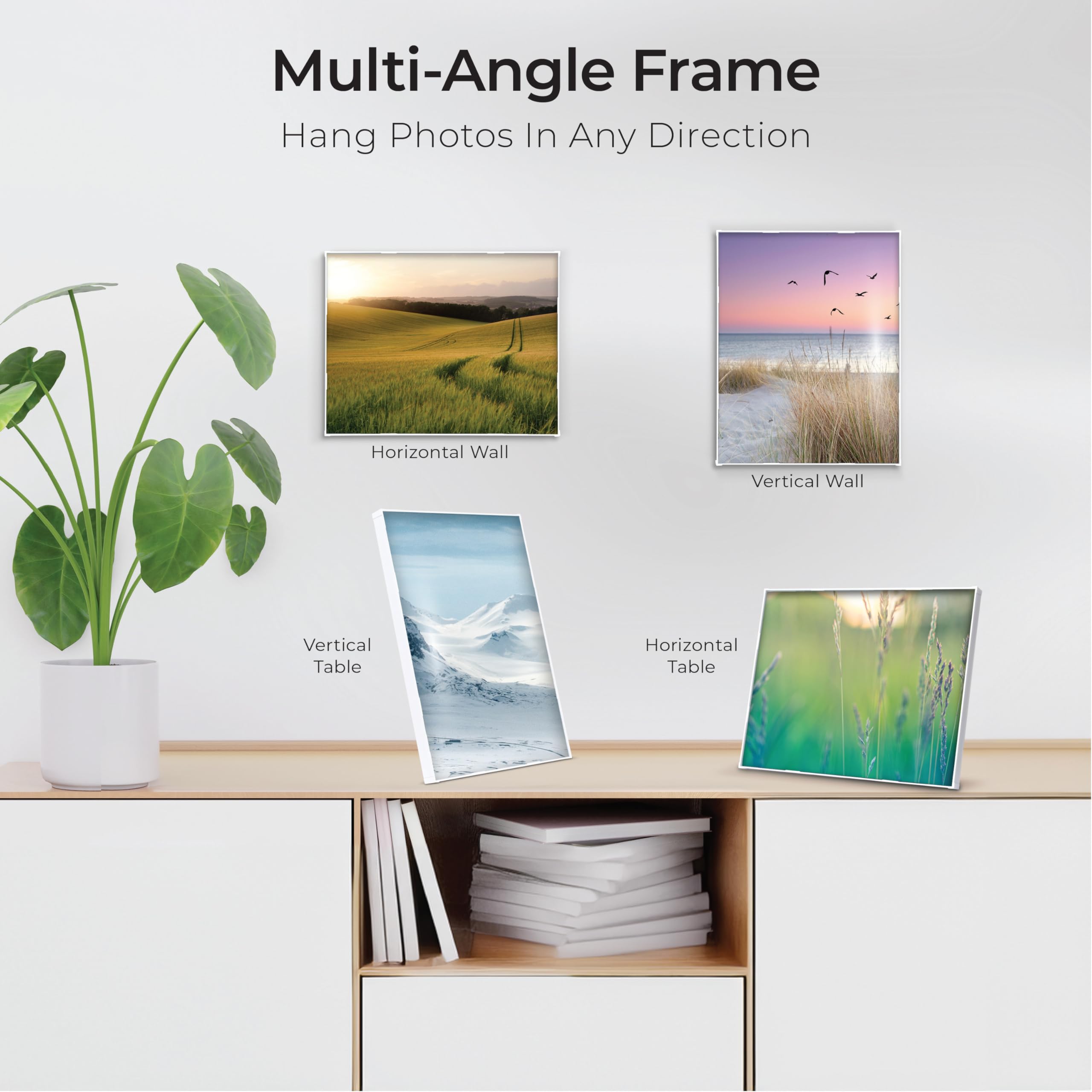 MANTELLO ESSENTIALS 8 x 10 Photo Frame Set, 8 x 10 White Picture Frames, Front Loading Picture Frames 8x10, Set of 6