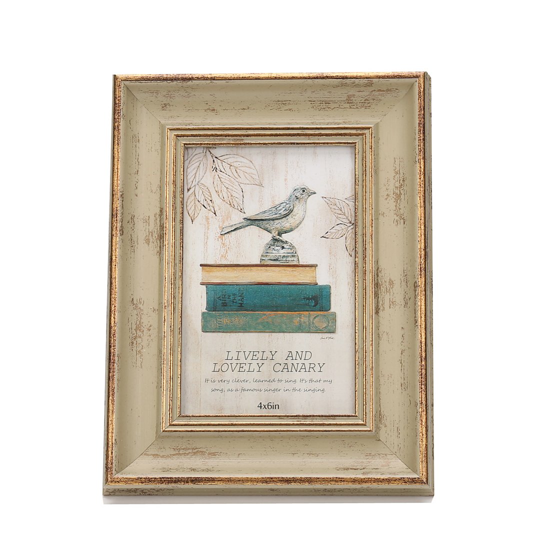 4x6 Inches Vintage Feel Rustic Picture Frame For Tabletop or Wall Hanging with Glass Front (4x6, Khaki)