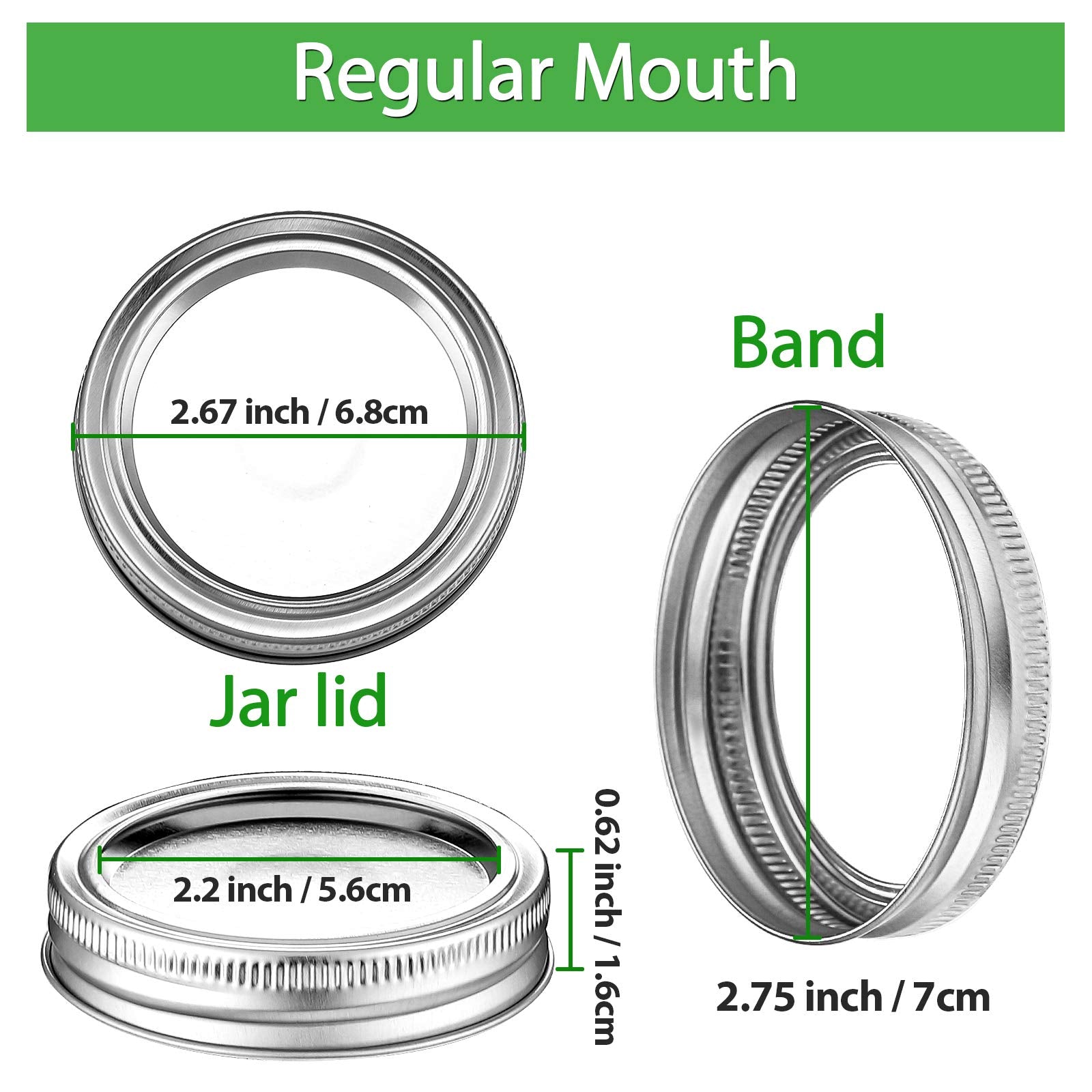 100 Pieces Canning Jar Lid And Ring Regular Mouth Jar Ring Bands Set Split Type Lids With Silicone Seals Rings Leak Proof And Se