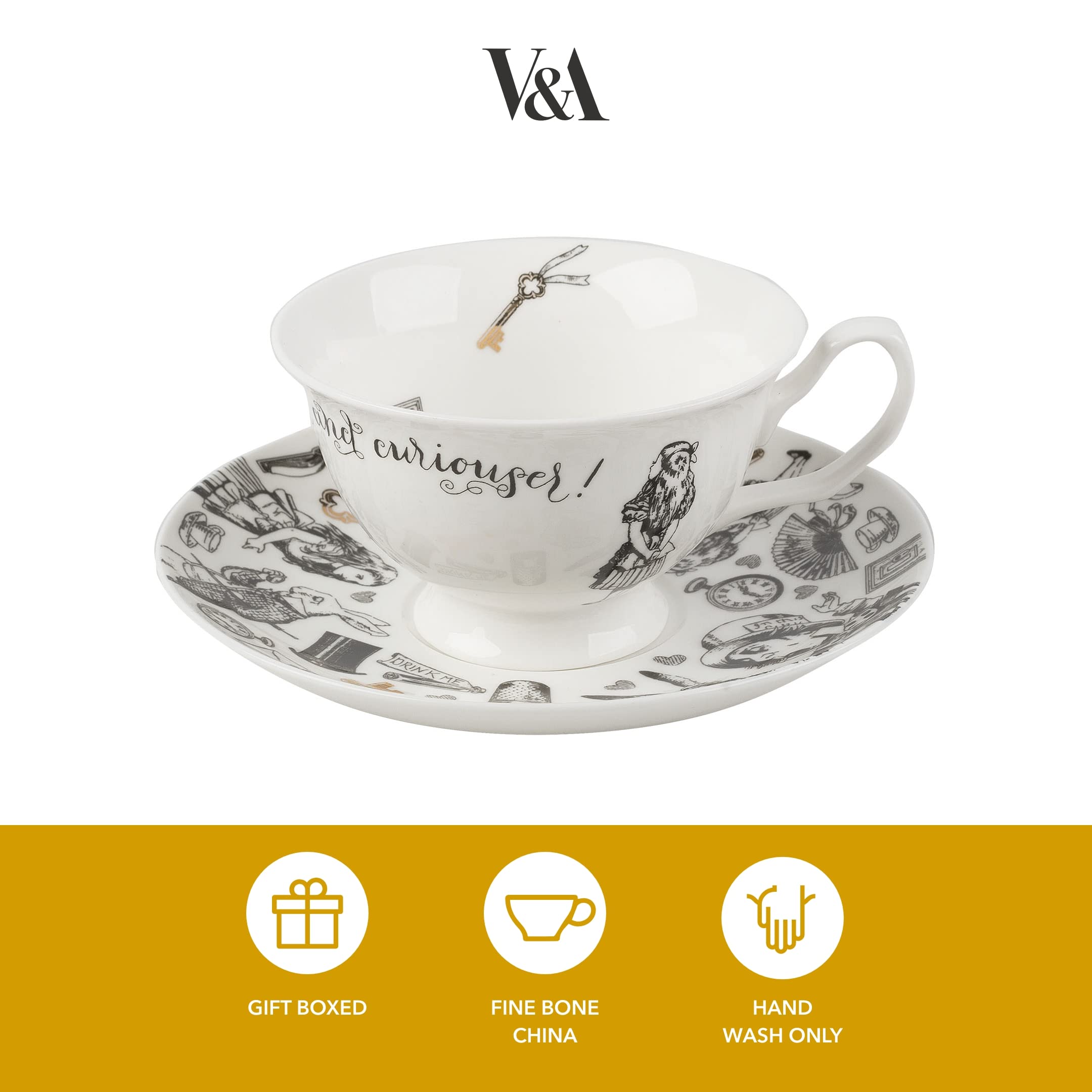 V&A Alice In Wonderland Cup And Saucer, 210 Ml (7 Fl Oz)