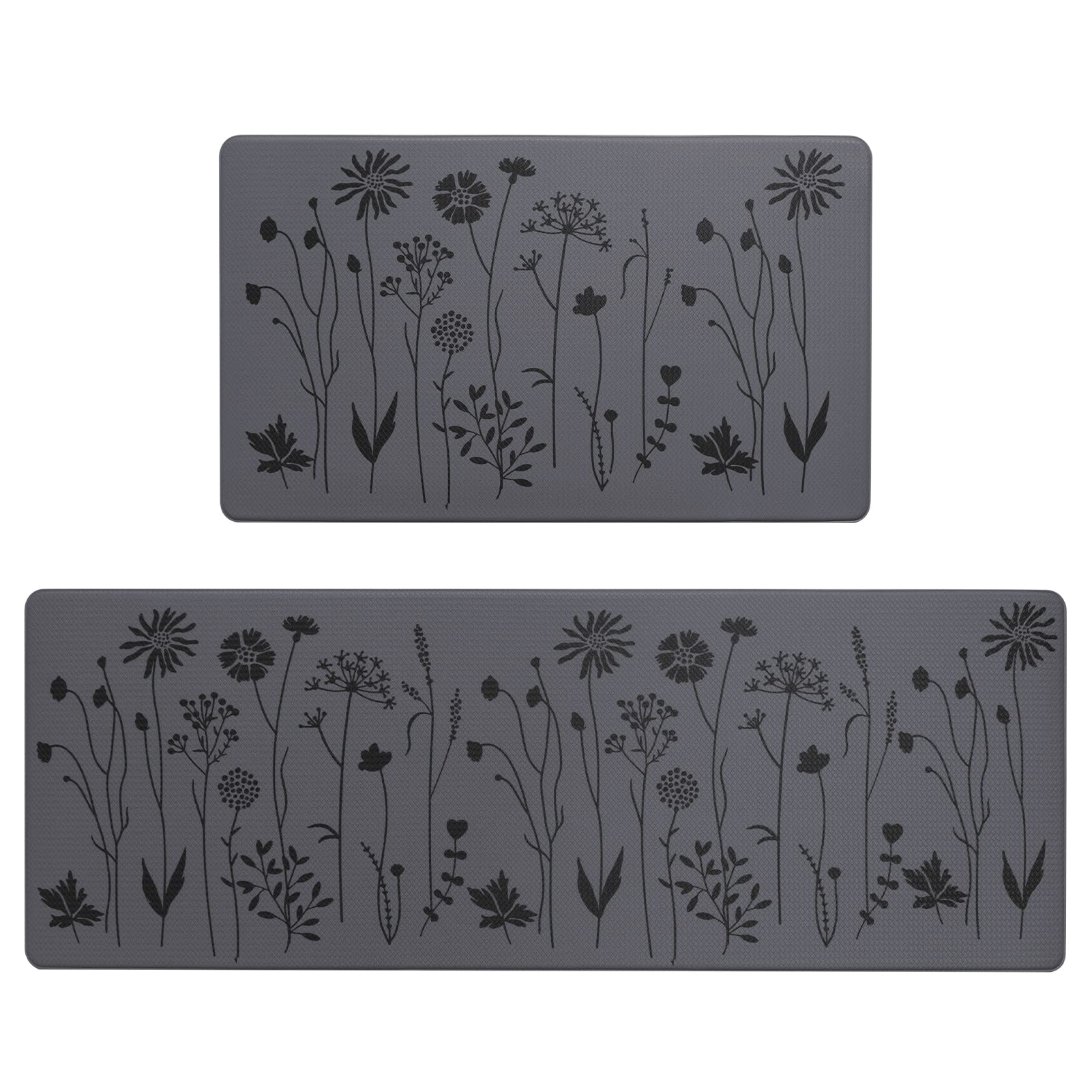 Rempry 2 Pcs Floor Mat, Waterproof Non Slip Anti-Fatigue Pvc Cushioned Rug Sets For Kitchen, Office, Sink 17''X47''+17''X29'' (D