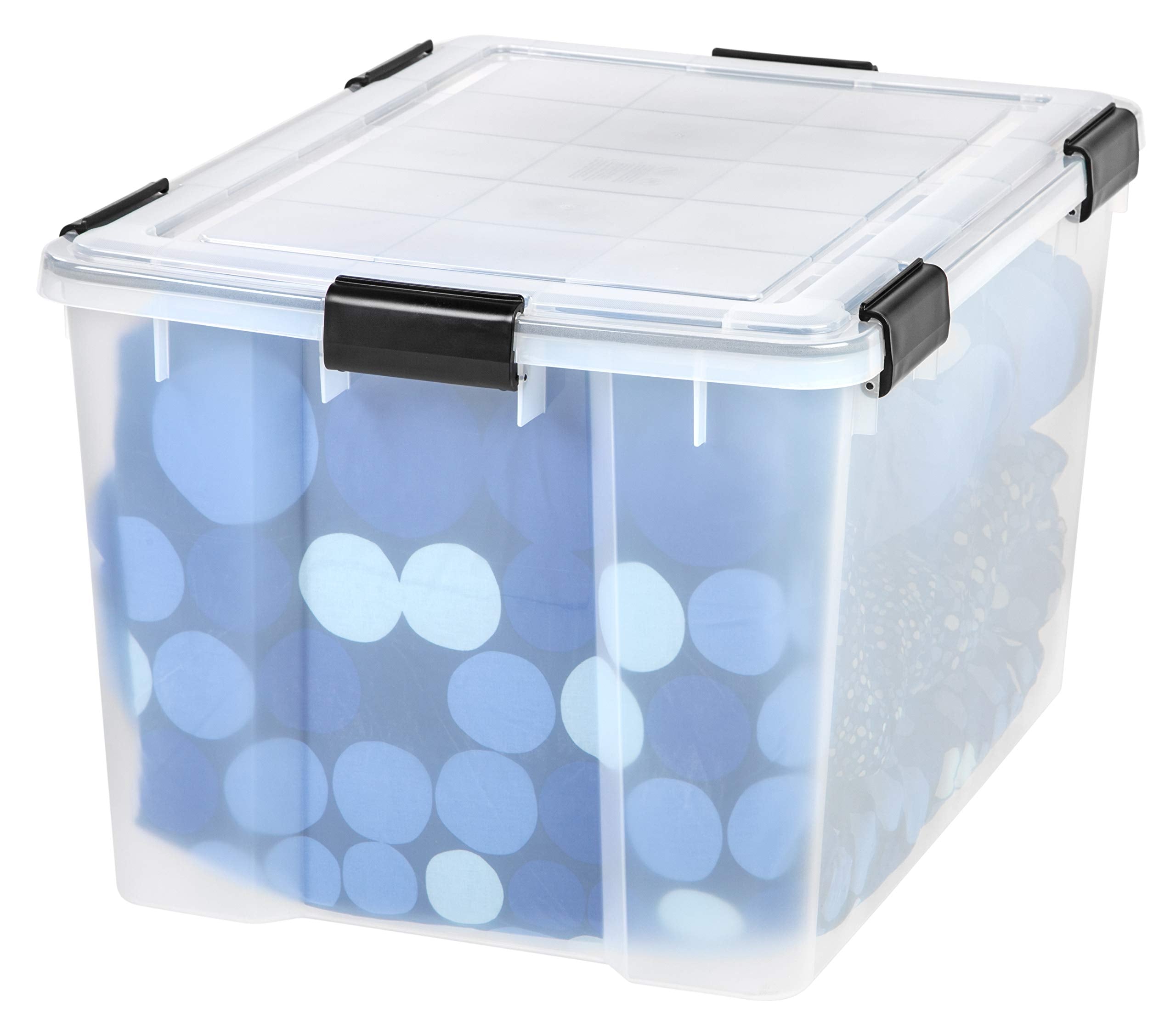 Iris Usa 74 Quart Weatherpro Plastic Storage Box With Durable Lid And Seal And Secure Latching Buckles, Weathertight, Clear With