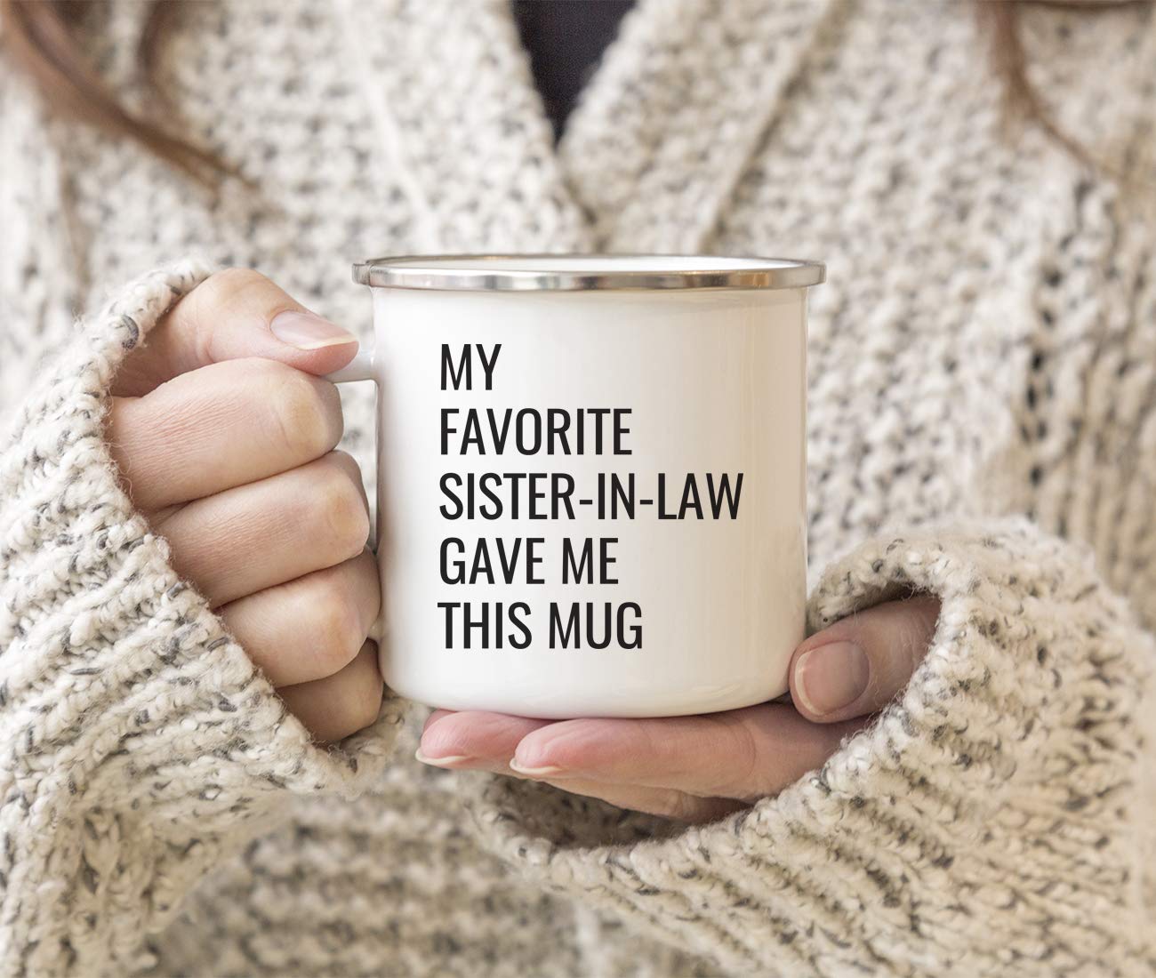 Andaz Press Funny 11Oz. Campfire Coffee Mug Gift, My Favorite Sister-In-Law Gave Me This Mug, 1-Pack, Christmas Birthday Drinkin