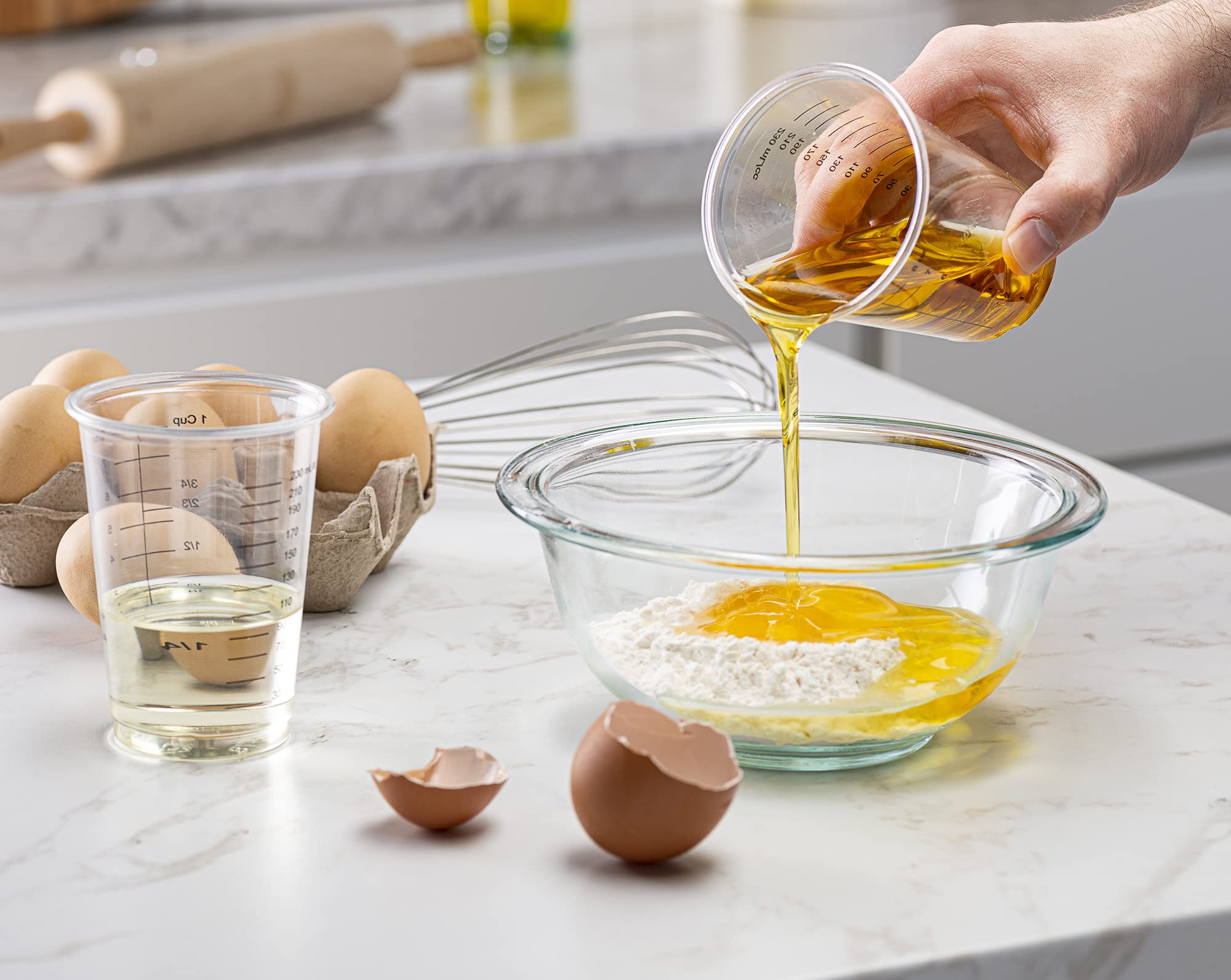 Prestee 50 Disposable Measuring Cups 8 Oz - Resin Epoxy Measuring Cups & Mixing Cup - Plastic Measuring Cups For Liquids - Liqui