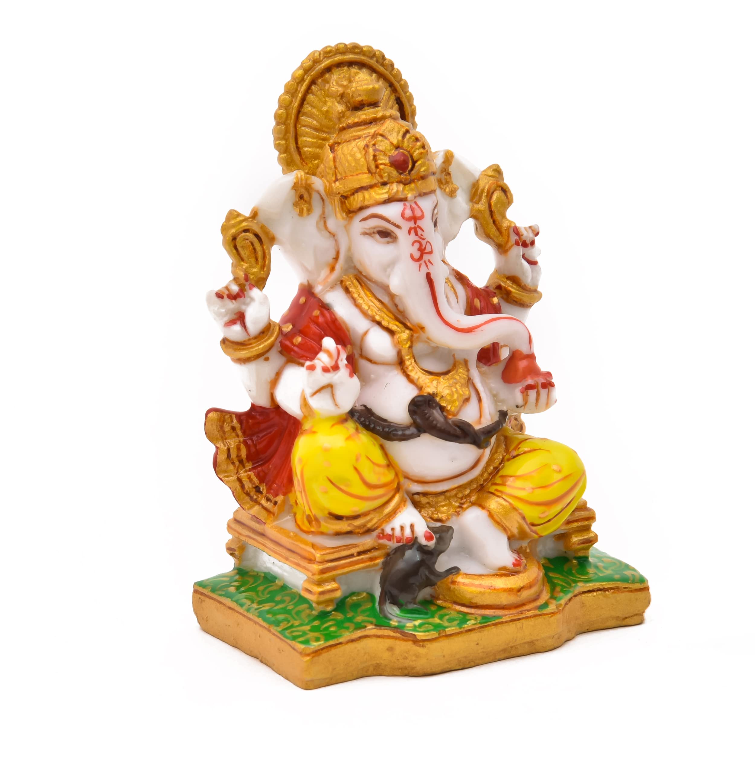 Archna Handicraft Polyresin Lord Ganesha Statue for Pooja Lord Ganesh Murti Idol for Home Office Decorations (4 x 3 Inches)