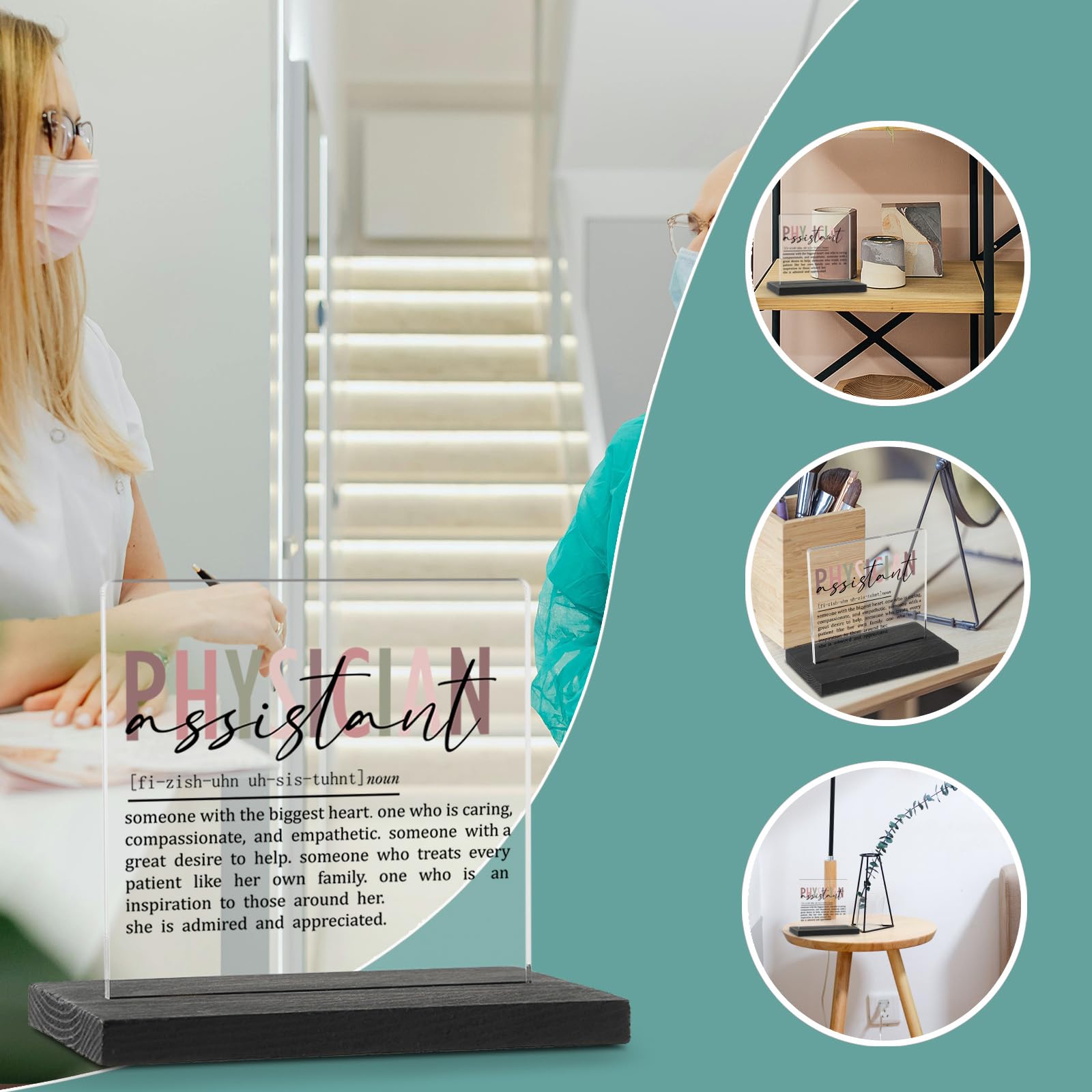 Physician Assistant Appreciation Gifts for Women Men Clear Desk Decor Signs, Physician Assistant Day Gifts for PA Graduation Fut