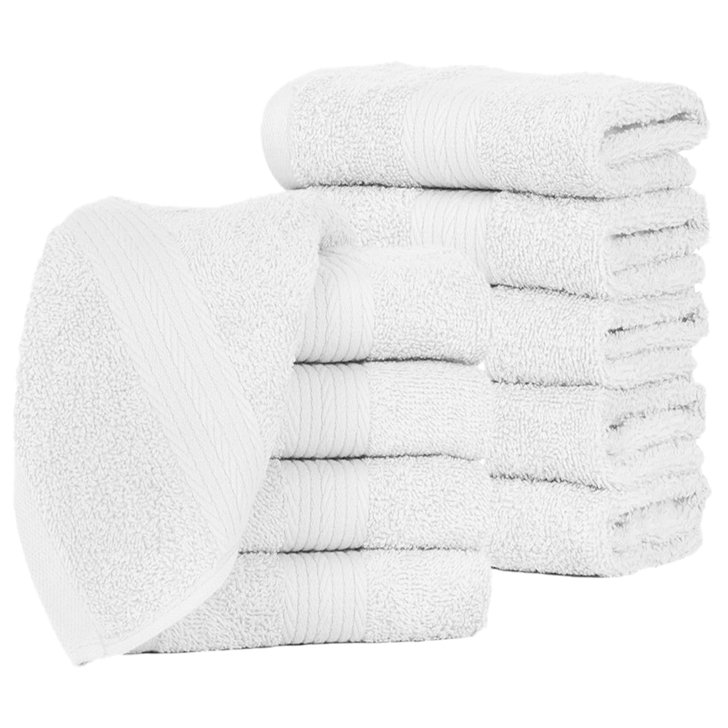 Ample Decor Wash Cloths Pack Of 10, 600 Gsm 100% Cotton Soft Absorbent, Premium Quality Durable Ideal For Bathroom, Pool, Hotel,