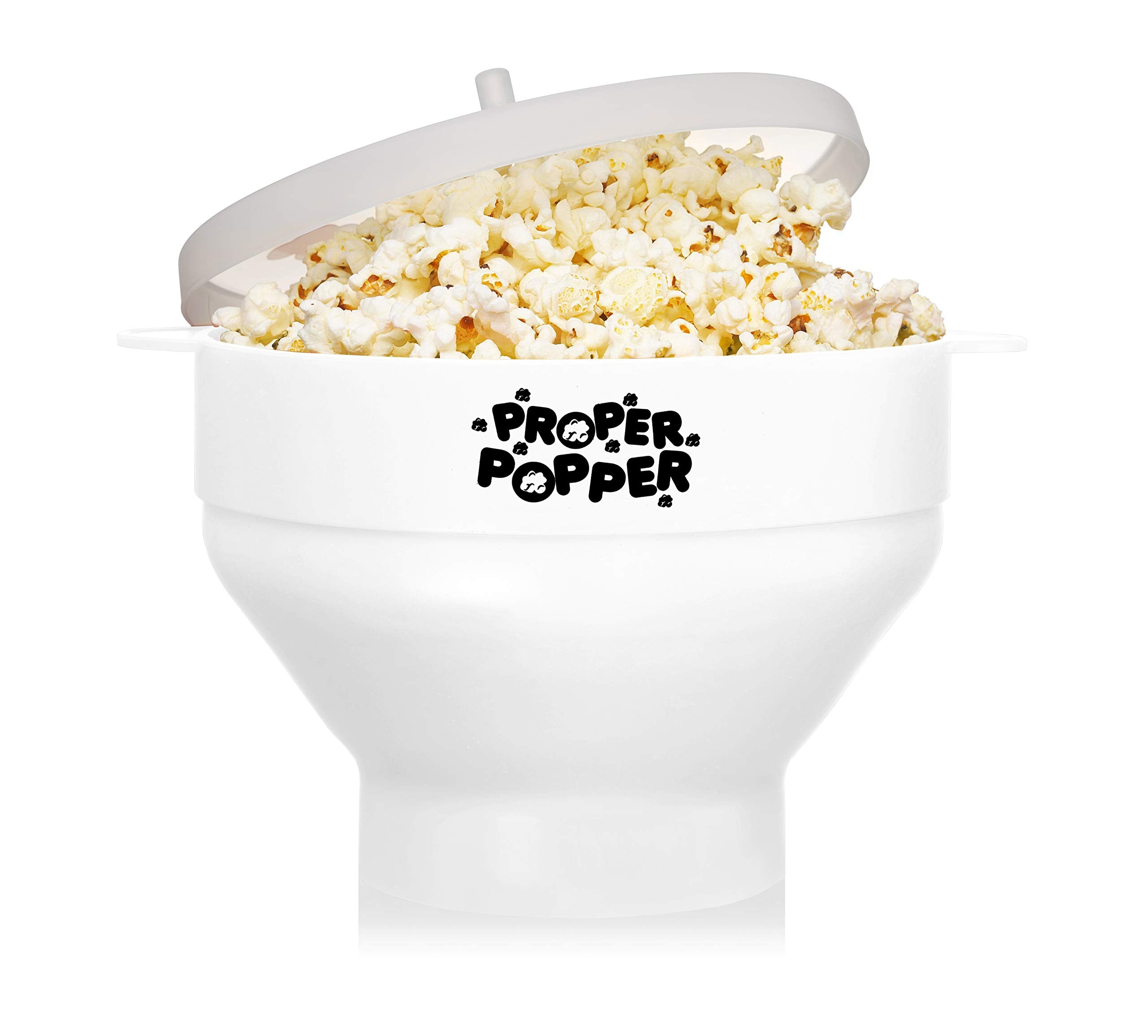 The Original Proper Popper Microwave Popcorn Popper, Silicone Popcorn Maker, Collapsible Bowl Bpa Free & Dishwasher Safe - (Whit