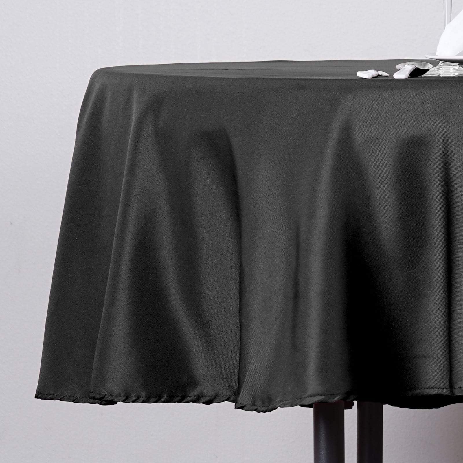 Balsacircle 70 Inch Black Round Polyester Tablecloth Fabric Table Cover Linens For Wedding Party Banquet Reception Events Kitche