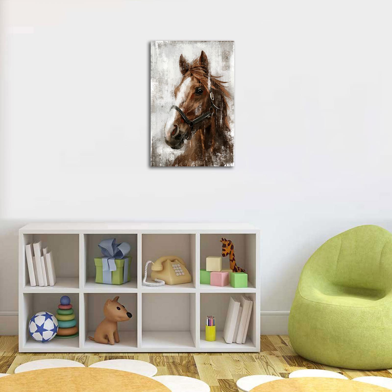 Horse Canvas Wall Art Horse Portrait Pictures Wall Decor Farmhouse Brown Horses Canvas Painting Rustic Horse Canvas Prints Artwo