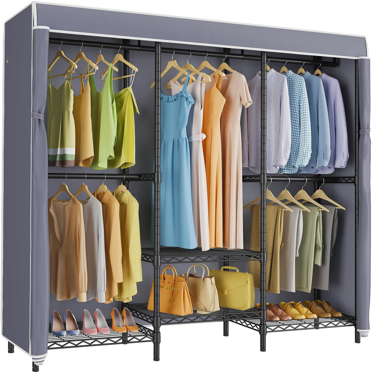Vipek V5C Se Covered Garment Rack Heavy Duty Clothes Rack With Cover And Adjustable Shelves, Freestanding Portable Closet Rack C