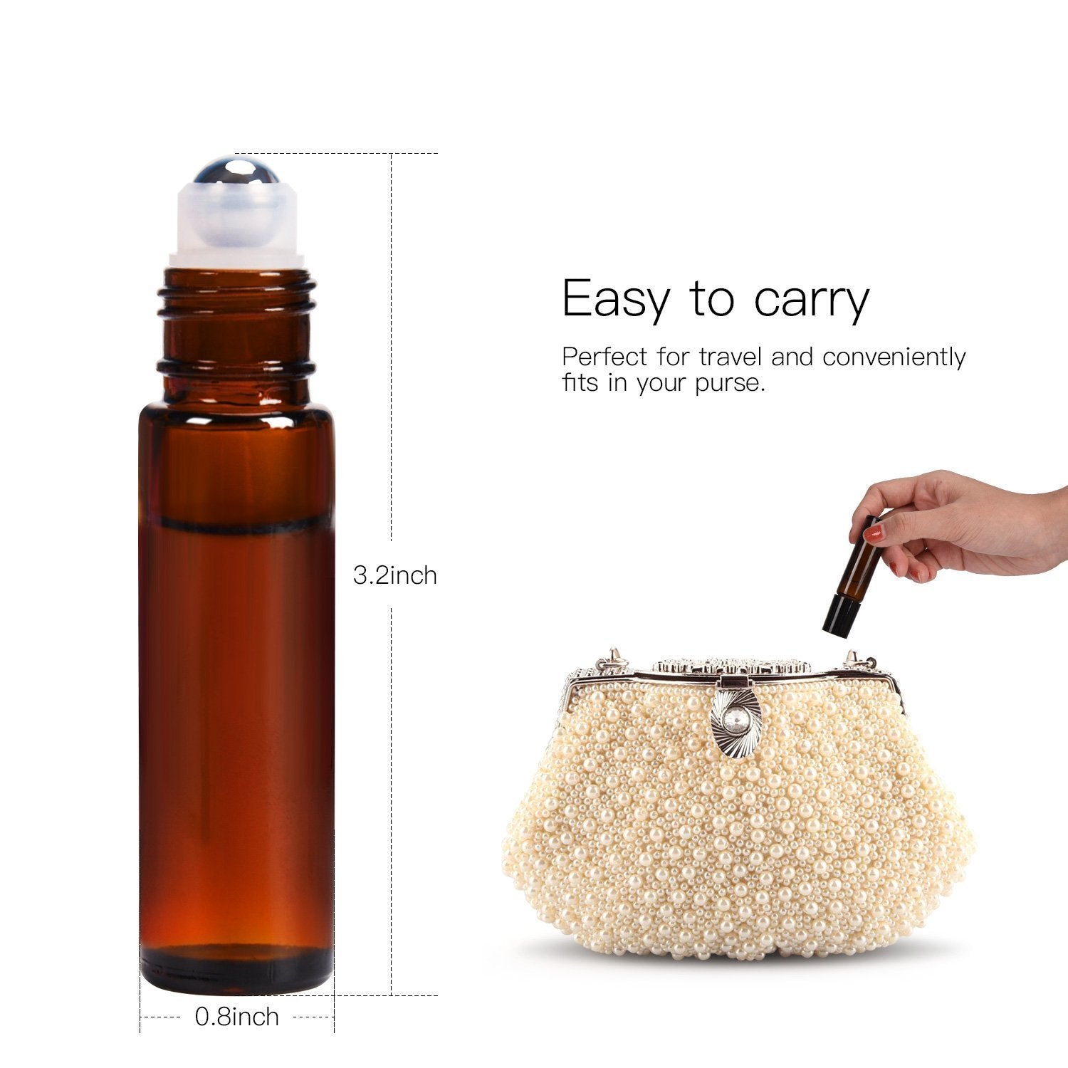 Ulg Roll On Bottles 10Ml Amber Glass Empty Bottles 8 Piece With Stainless Steel Roller Ball 2 Extra Balls 8 Piece Waterproof Lab