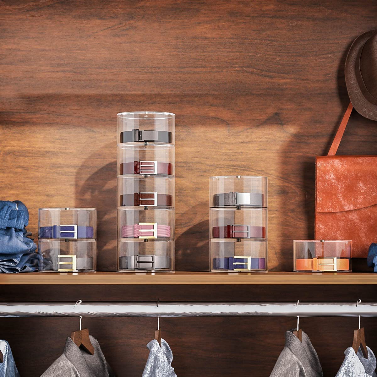 Niubee Belt Organizer, Acrylic 5 Layers Belt Case Storage Holder And Display For Accessories Like Jewelry,Watch,Bracelets