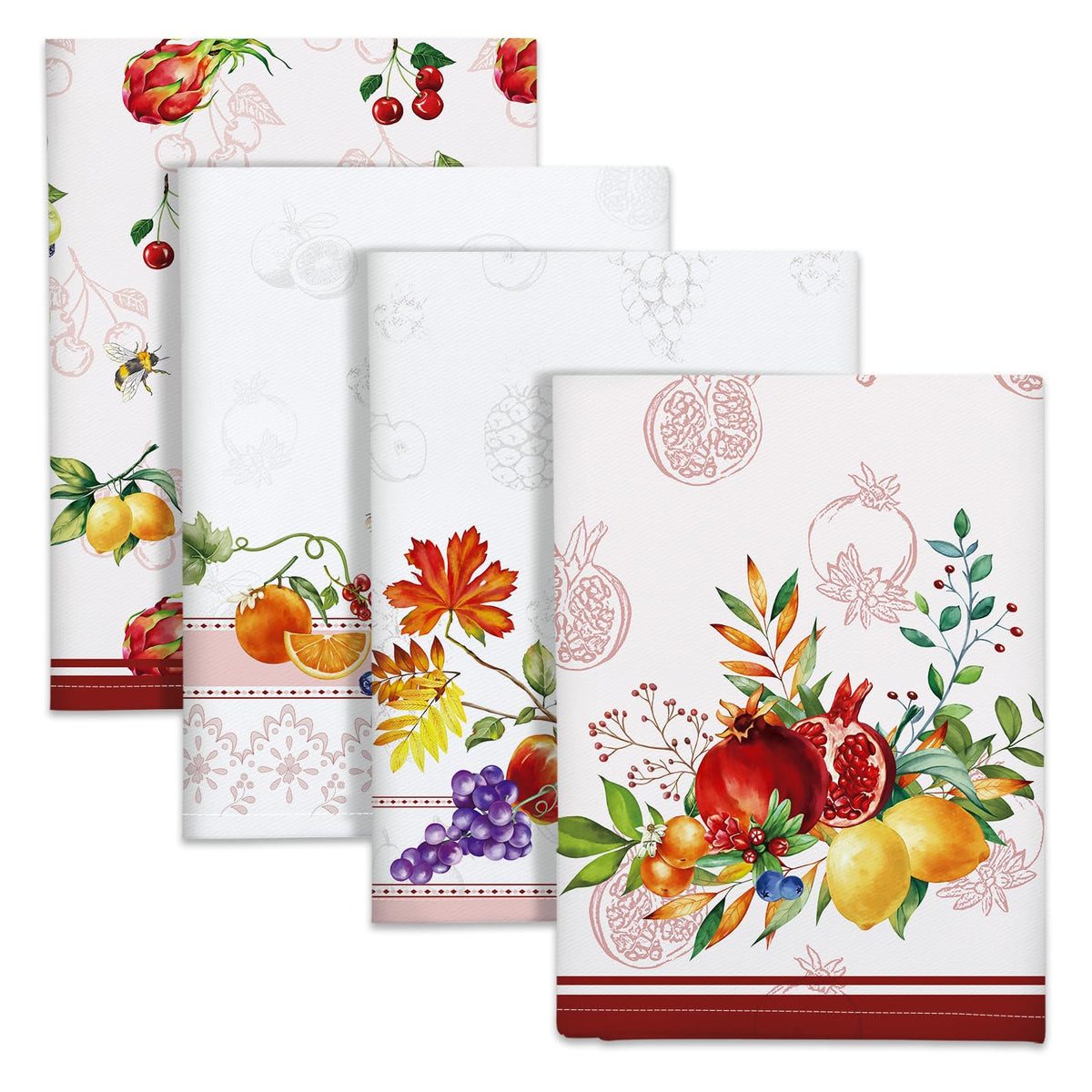 Arquiel Spring Summer Fruit Kitchen Towel 100% Cotton Quick Dry Dish Towels 20 X 27.5Inch, Dishcloth Tea Towels For Housewarming