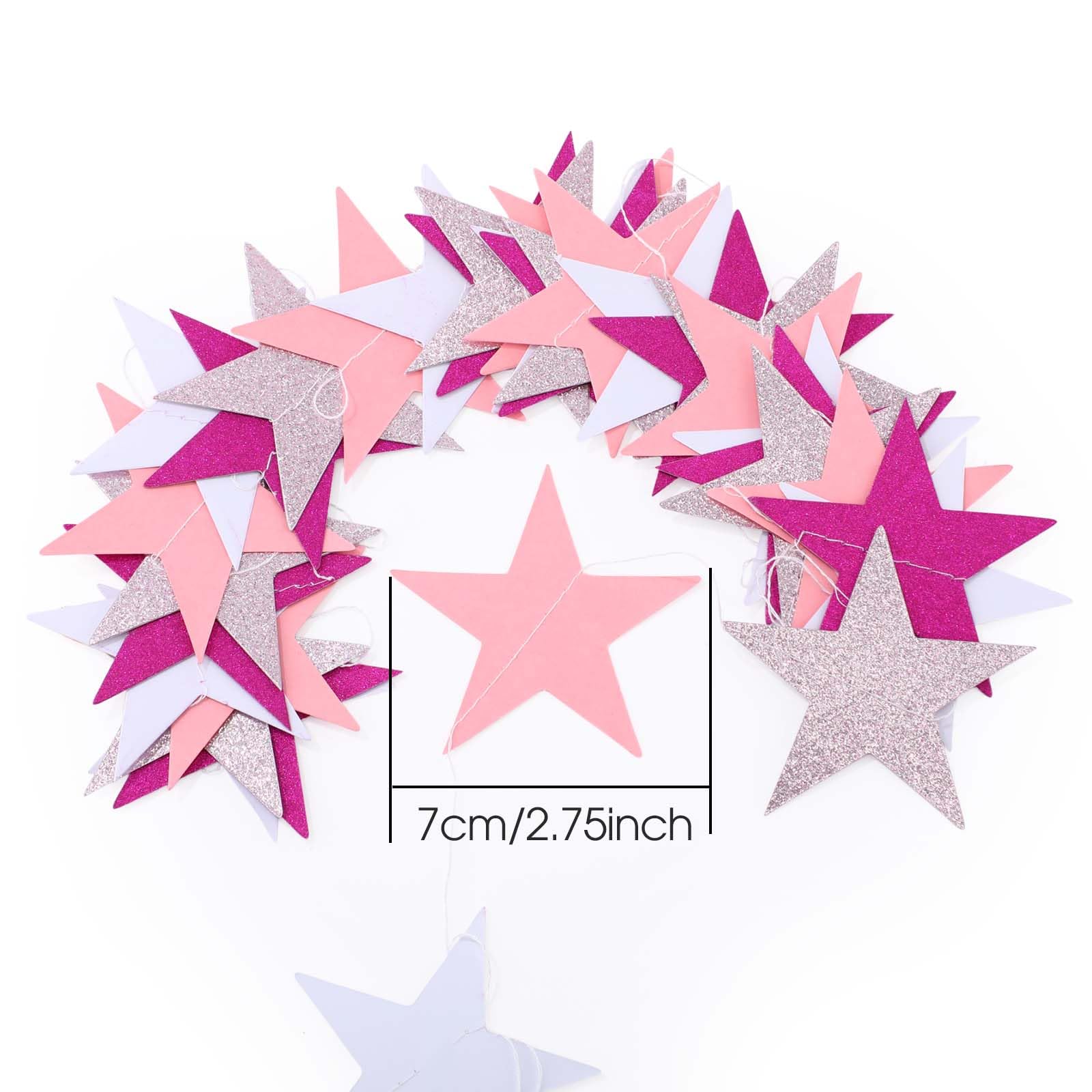 Patelai Glitter Star Garland Banner Christmas Decoration 130 Feet Star Hanging Bunting Banner Twinkle Backdrop for Homecoming Cl