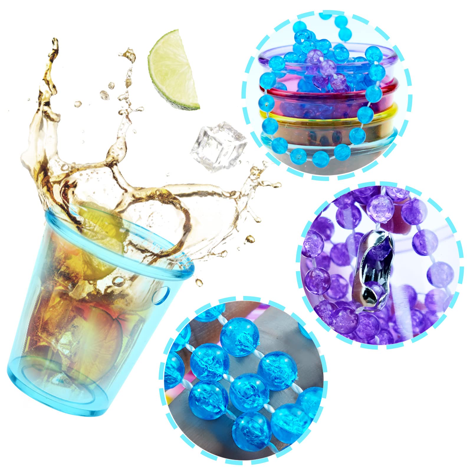 Inheming 8 Pieces Christmas Shot Glass On Beaded Necklace, Plastic Colorful Clear Shot Cup Necklace, Bachelorette Party Team Gro