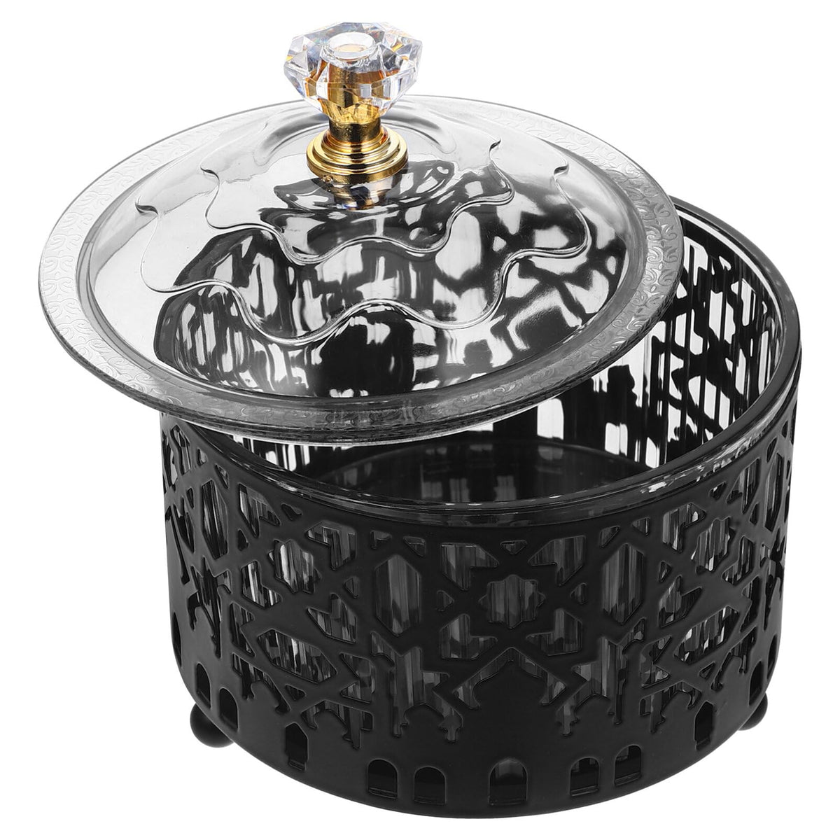 Zerodeko Ramadan Tray With Lid Eid Candy Dish Islam Muslim Cookie Box Black Dried Fruit Serving Plate Snack Storage Tray Trinket