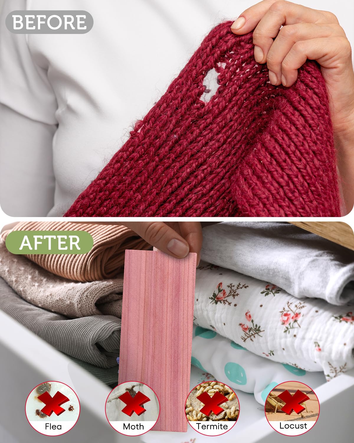 Aryiten Cedar Blocks For Clothes Storage, 42 Pack Cedar Planks - Aromatic Scent Cedar Wood Planks For Closets And Drawers Freshe