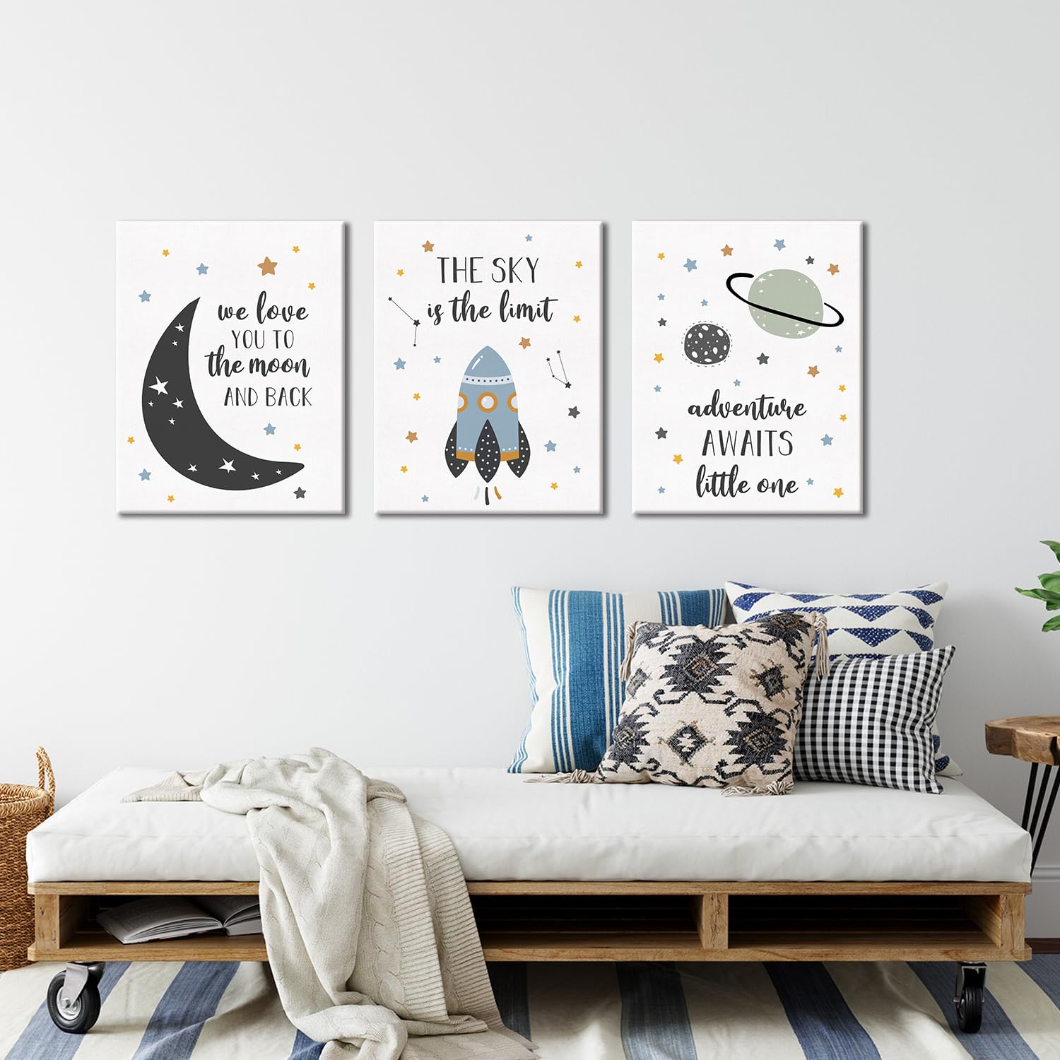 Yuzi-N Space Decor For Boys Room Outer Space Room Decor For Boys, Space Wall Art Decor For Kids Room Boys Bedroom Nursery Playro