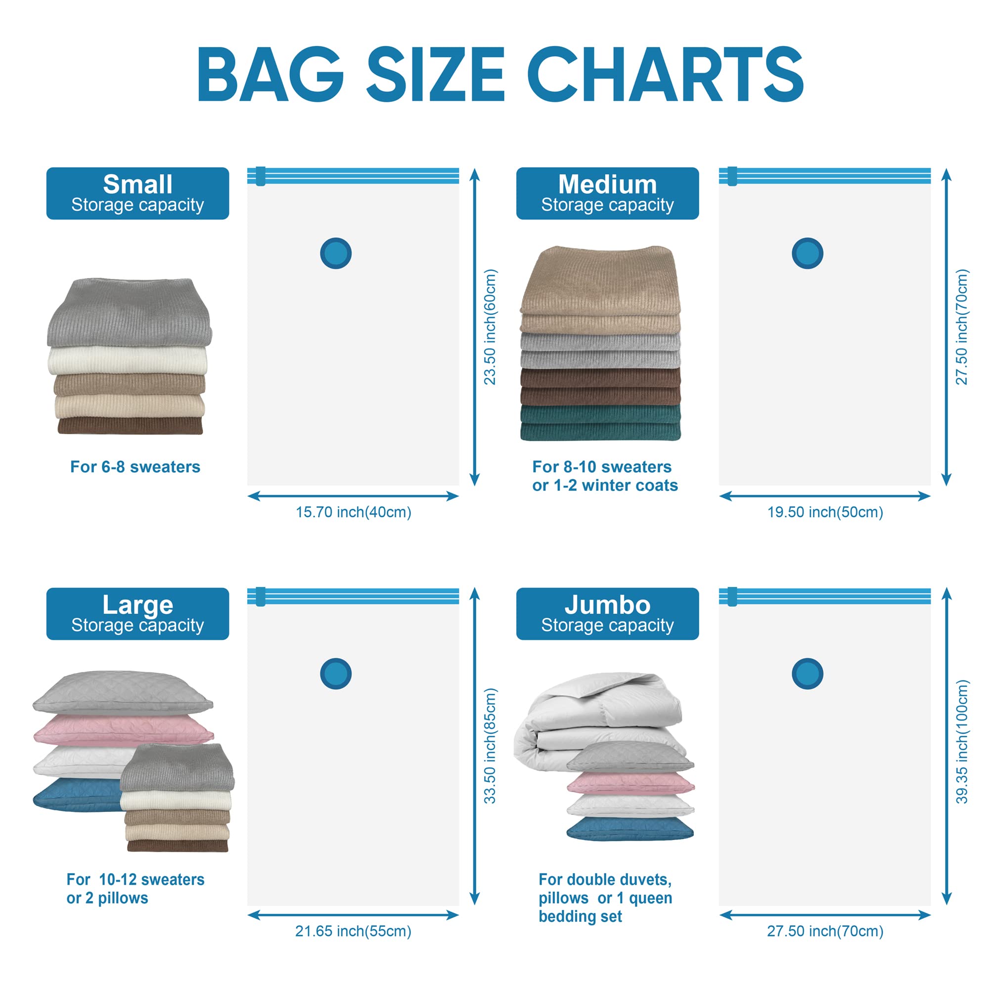 MattEasy Space Saver Vacuum Storage Bags  6 Pack Large Space Saver Bags with Pump  Storage Vacuum Sealed Bags for Clothes  Comforters  Blankets  Bedding (Large)