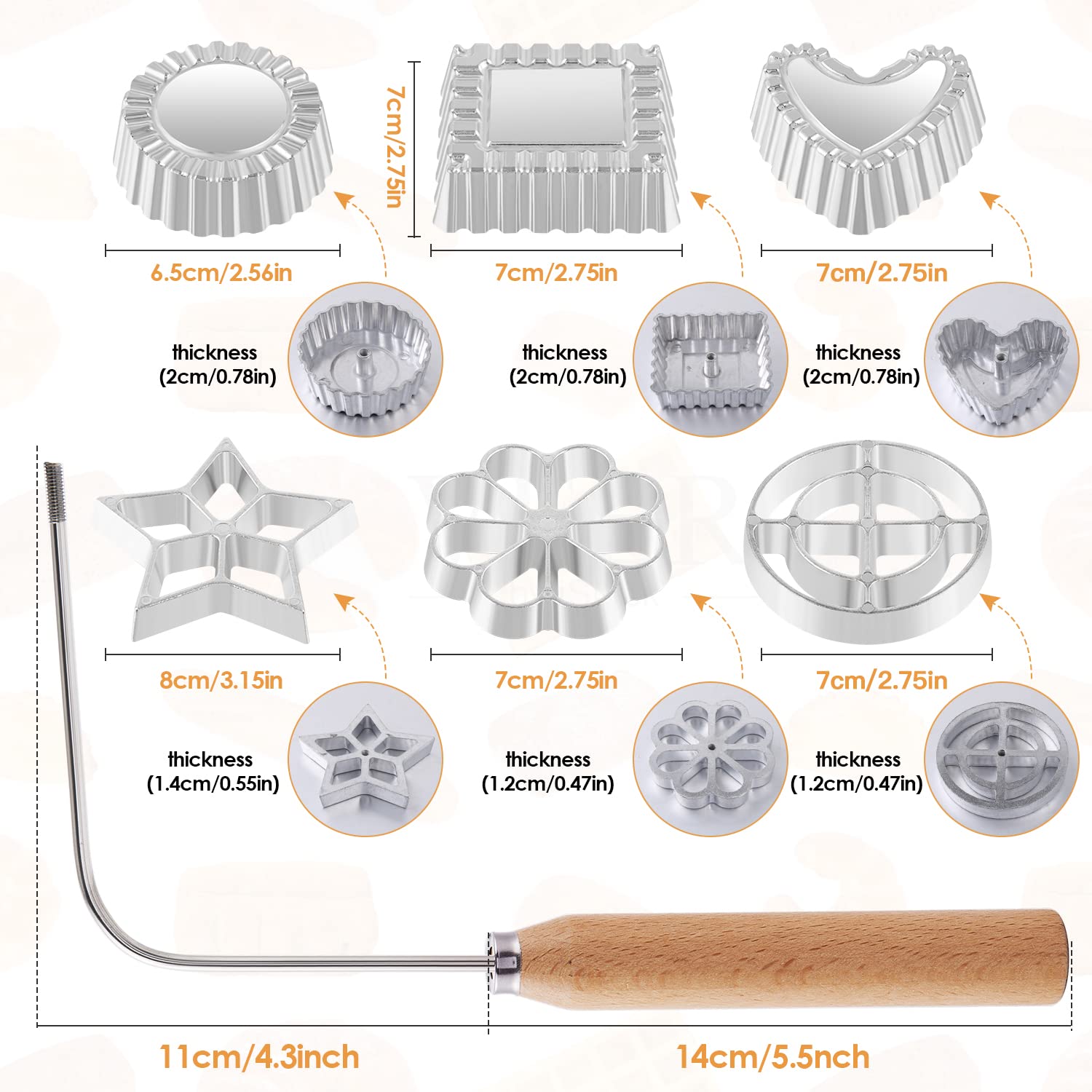 4 Pieces Rosettes Timbale Set, Rosette Iron Set With Handle, Lotus Flower Bunuelos Cookie Maker Mold, Funnel Cake Maker Kit