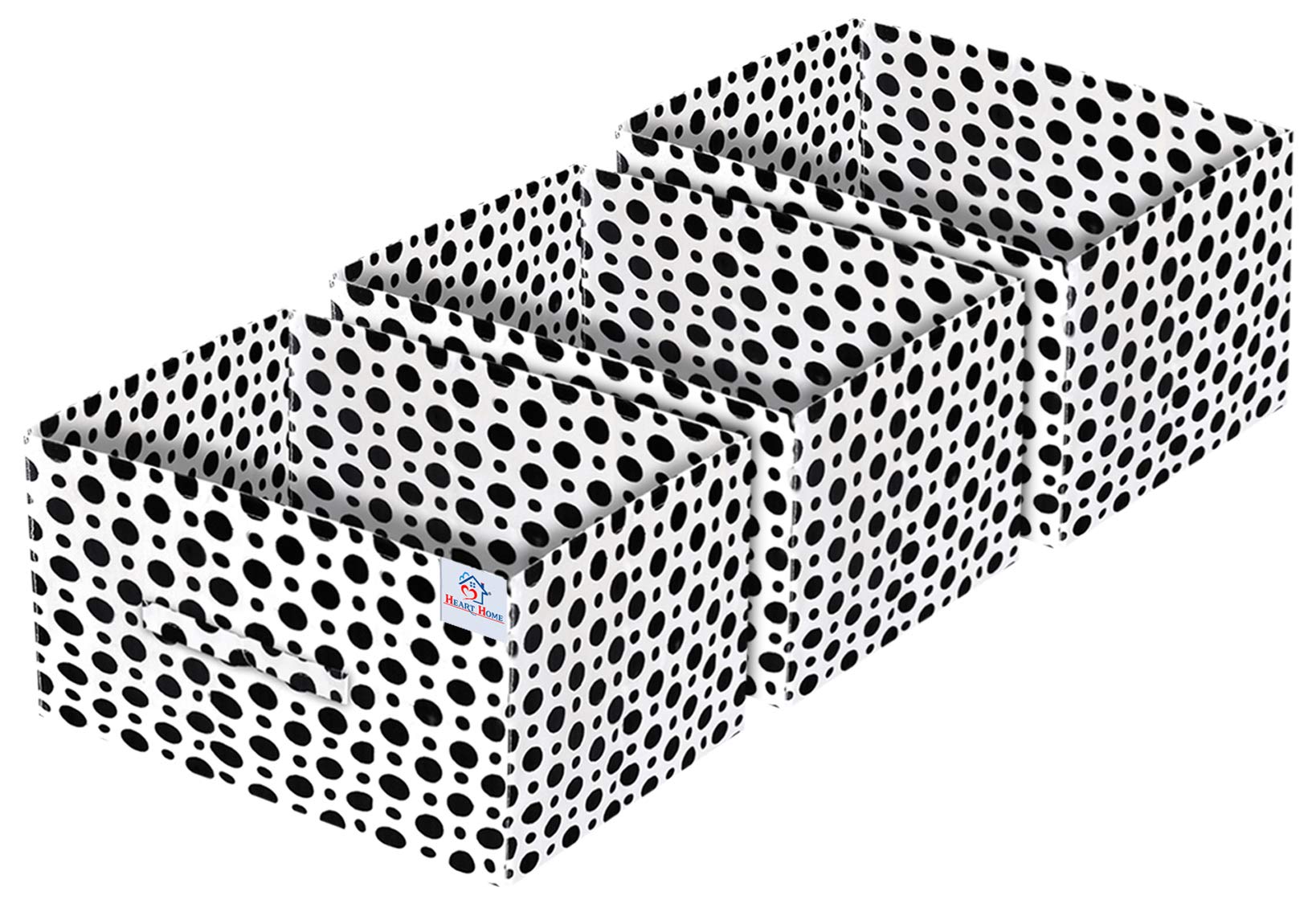 Heart Home Dot Print Non Woven Fabric 3Replacement Drawer Storage And Cloth Organizer Unit For Closet (Black & White)Hheart160