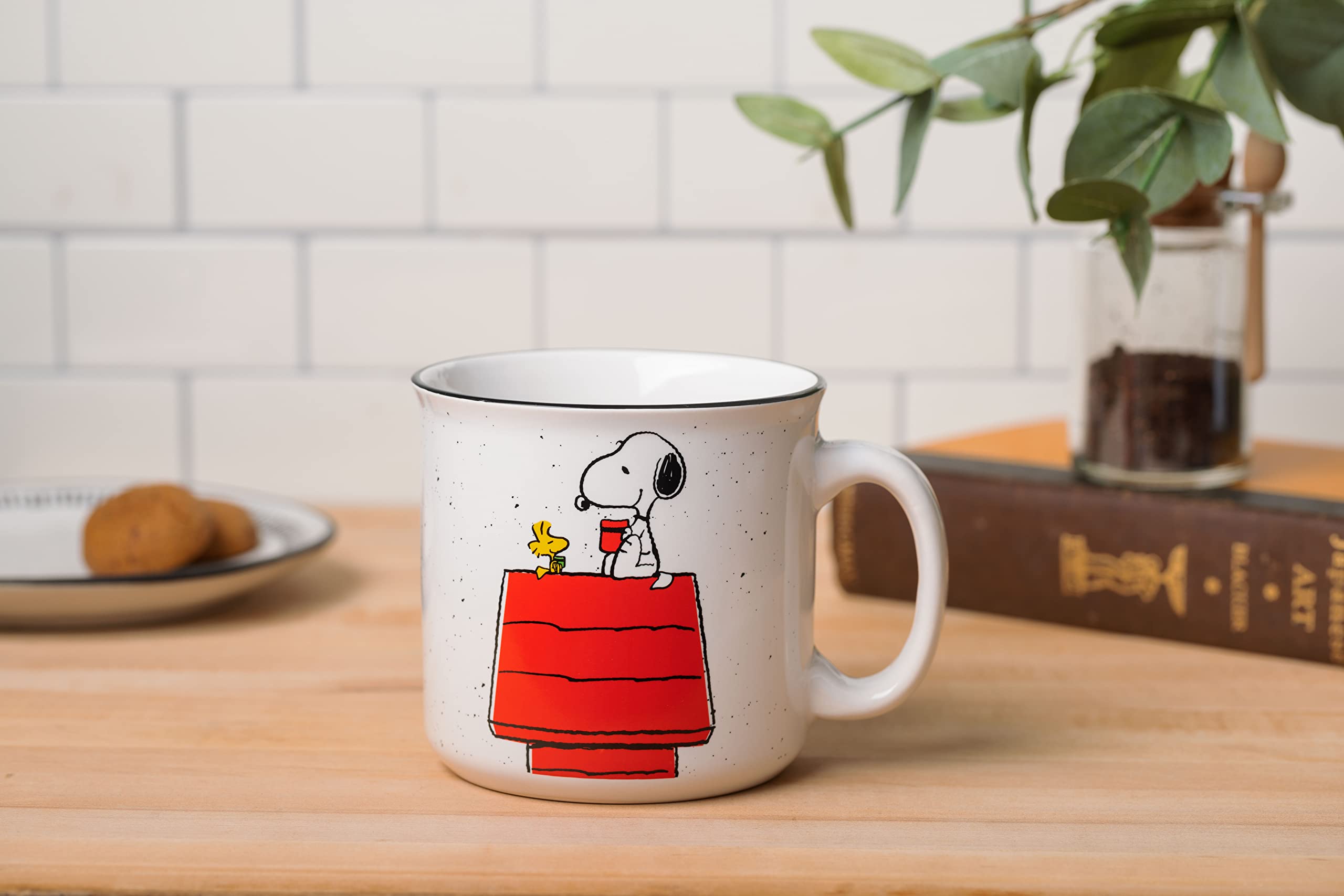 Silver Buffalo Peanuts Snoopy And Woodstock Get Cozy Ceramic Camper Mug, 20 Ounces