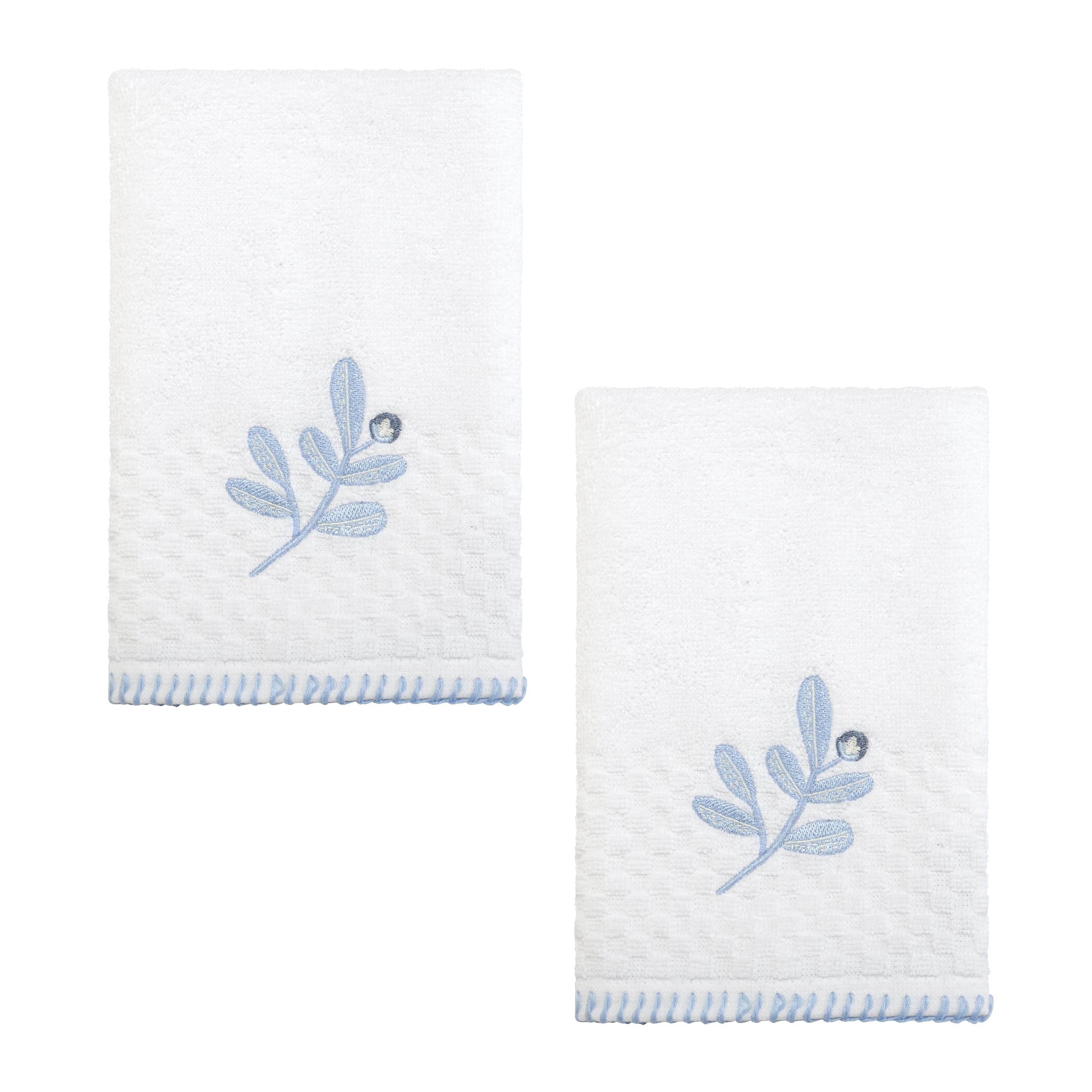 Izod - Fingertip Towels, Soft & Absorbent Embroidered Cotton with Textured Terry Weave, Evergreen Bathroom Decor (Kingsley Colle