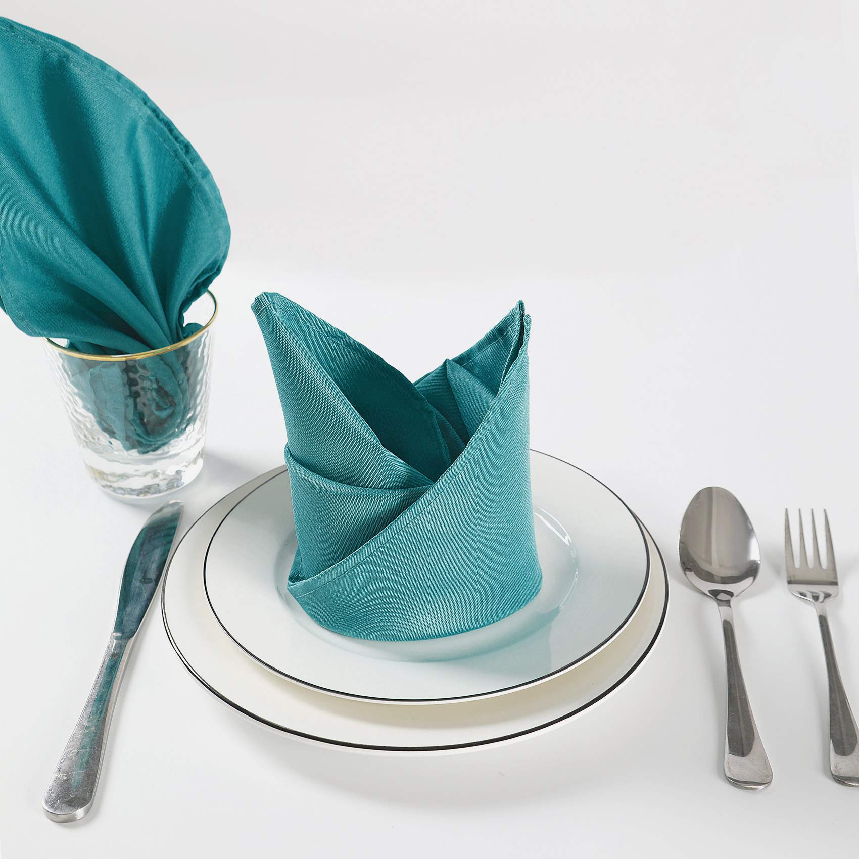 Cloth Napkins 20X20 Inch Washable Polyester Dinner Napkins Soft Table Napkins For Wedding Party Dining Banquet(Teal,12Pcs)