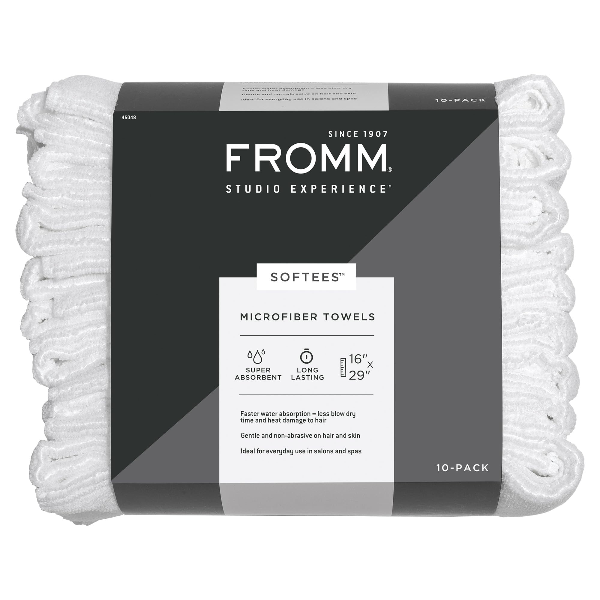 Fromm Softees Microfiber Salon Hair Towels for Hairstylists, Barbers, Spa, Gym in White, 16'' by 29'', 10 count Perfect Hair Car