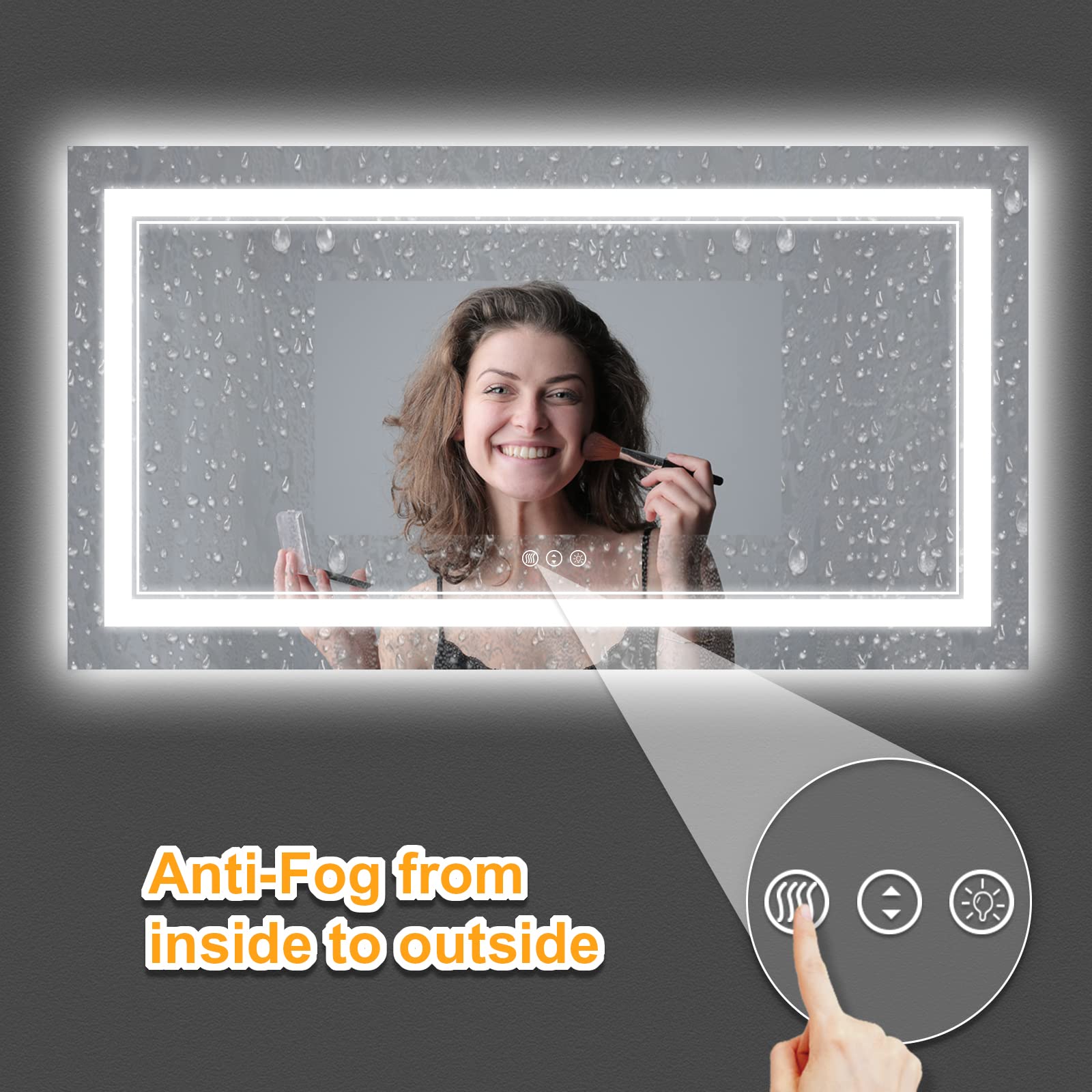 Istripmf 60X28 Inch Led Bathroom Mirror With Lights, Backlit And Front Lighted Bathroom Vanity Mirrors For Wall, Anti-Fog/Dimmab