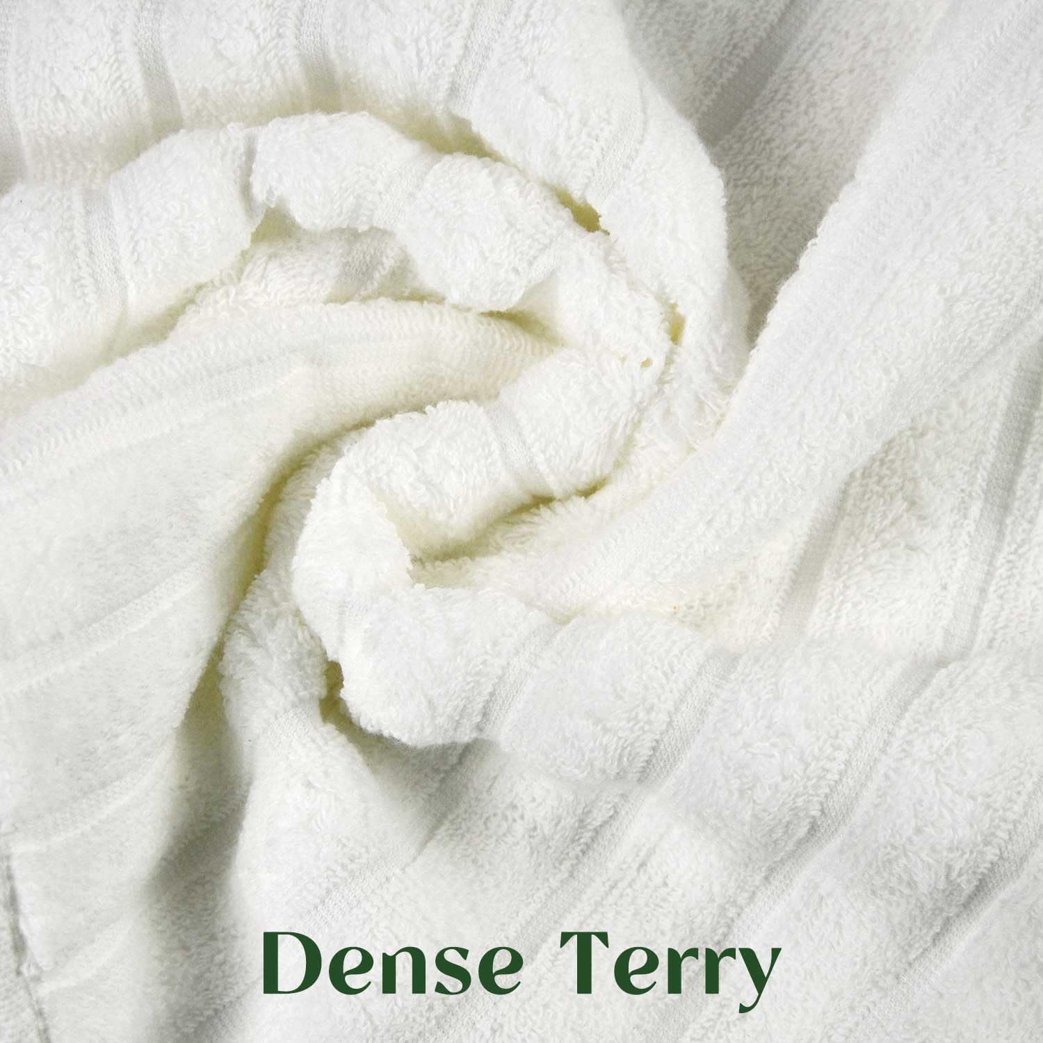 Luxurious 2-Pack Ribbed Striped Hand Towels (White) - Hotel & Spa Premium Cotton Face Towels 13    X 29   , Soft And Quick Dryin