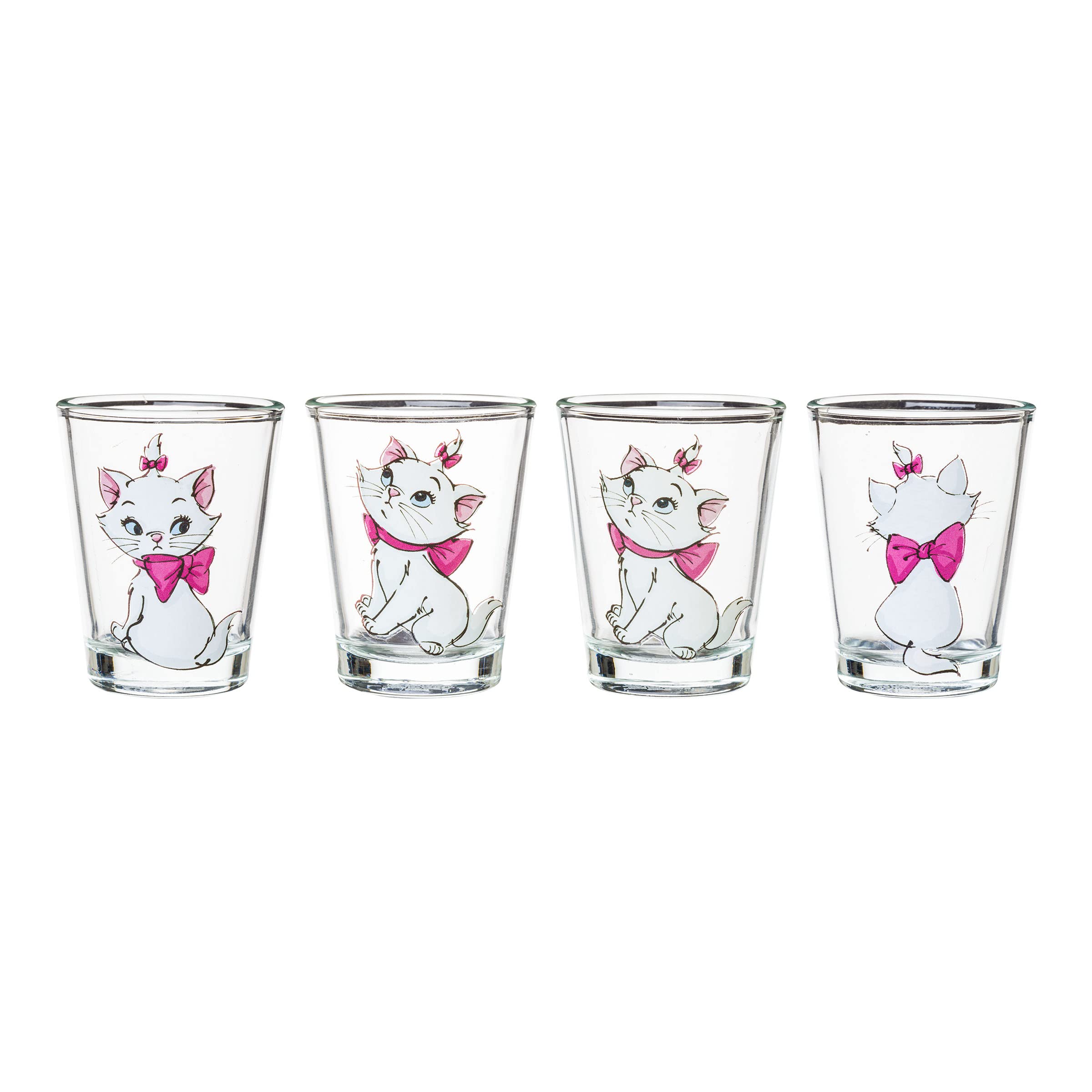 Silver Buffalo Disney Aristocats Featuring Marie 4 Pack Mini Glasses, 1.5 Ounces