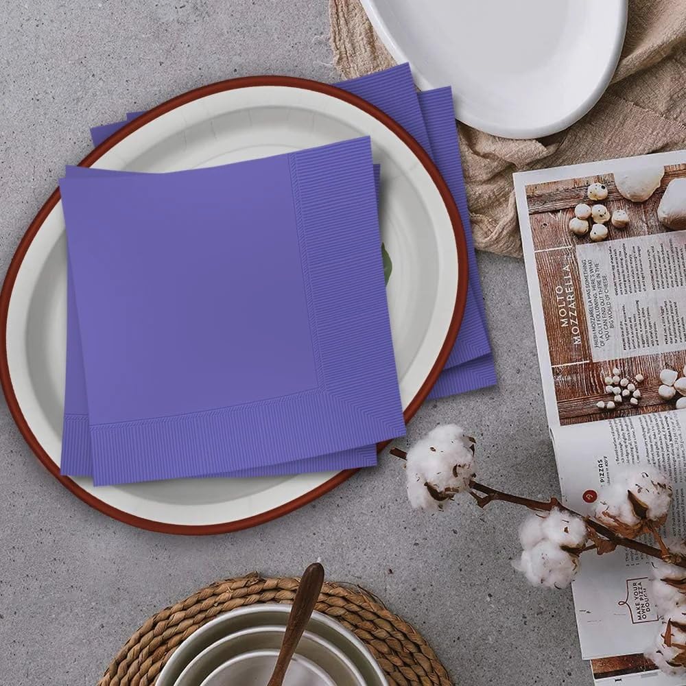 New Purple 2-Ply Luncheon Napkins - 6.5 (Pack Of 40) - Vibrant Paper Napkins - Perfect For Events & Parties