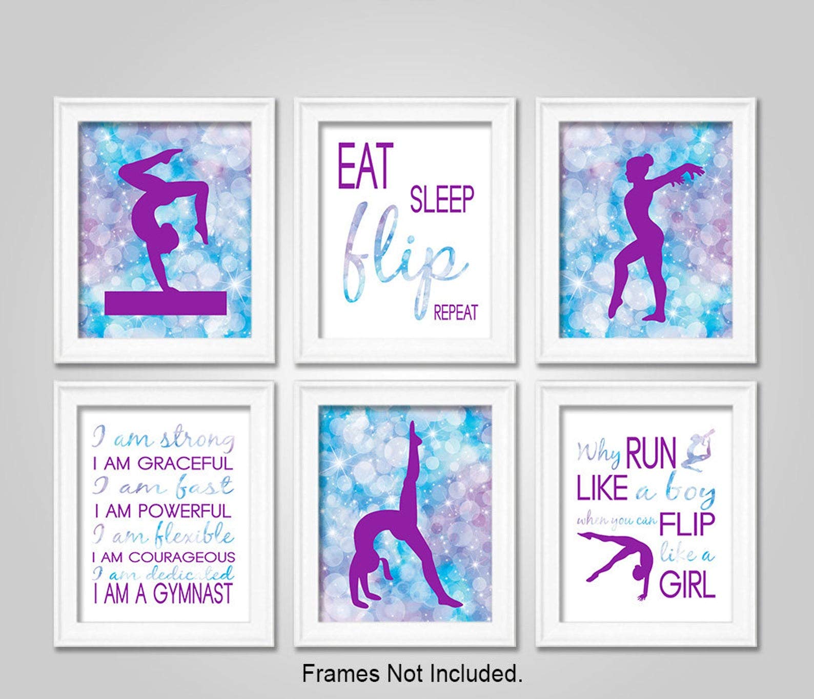 Mirabuy Set of 6 Unframed Gymnastics Wall Art  Gymnastics Wall Decor  Gymnast Wall Art (8'' x 10'')