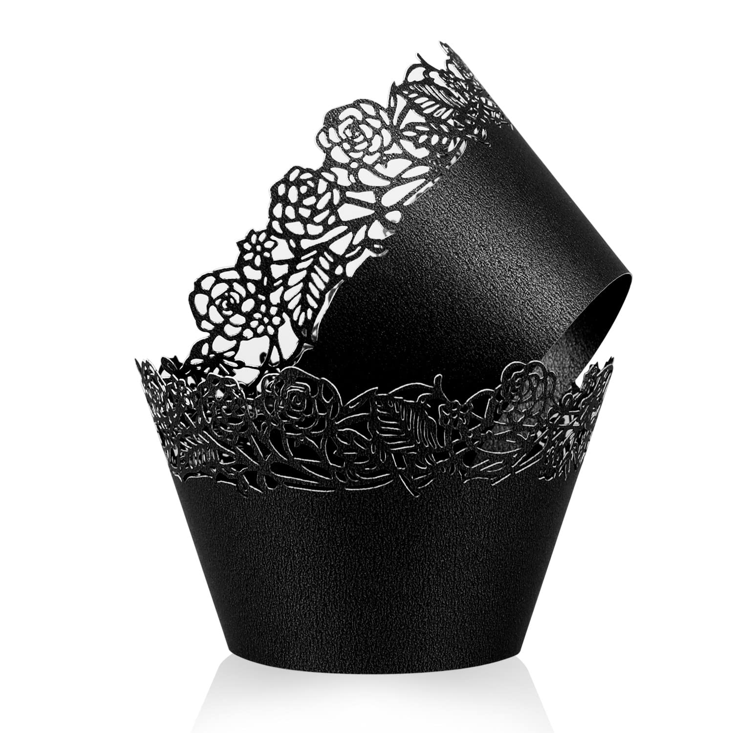 Cupcake Wrappers Pack Of 50 Blue Filigree Artistic Bake Cake Paper Cups Little Vine Lace Laser Cut Liner Baking Cup Muffin Case