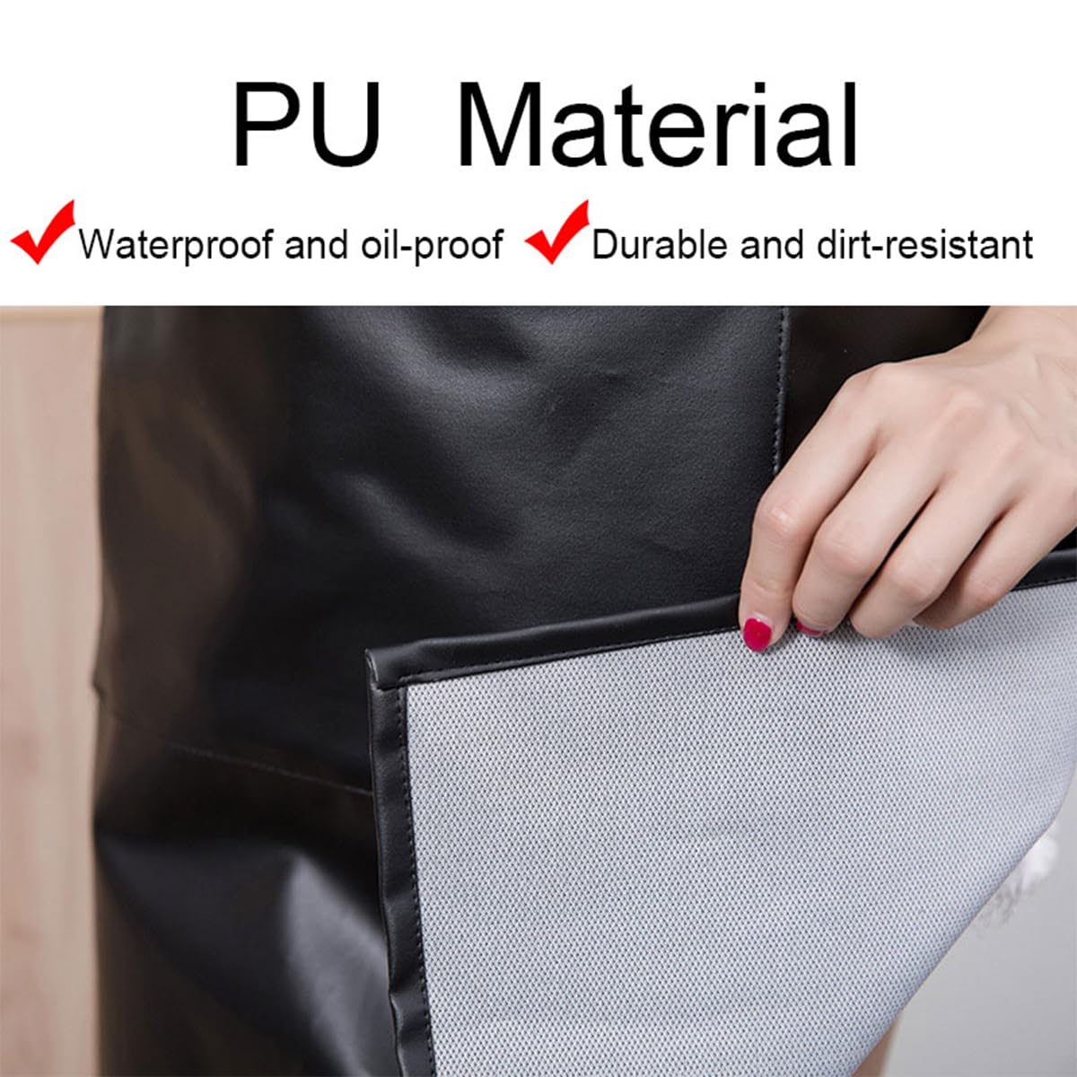 Gembityful Waterproof Apron 2 Pack Large Pocket Pu Material Waterproof Oil-Proof And Dust-Proof Apron Black And Red