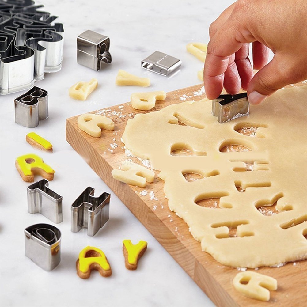 Huafa Alphabet & Number Cookie Cutters Sets Of 35 Pieces Mold Tools For Fondant Biscuit, Cake, Fruit, Vegetables, Or Dough Stain