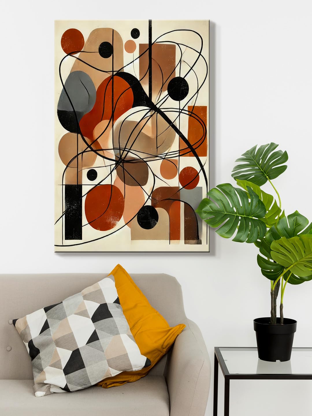 999Store Abstract Geometric Canvas Art In Earth Tones - Modern Wall Decor For Contemporary Interiors(24X36 Inch_ Canvas) Flp2436