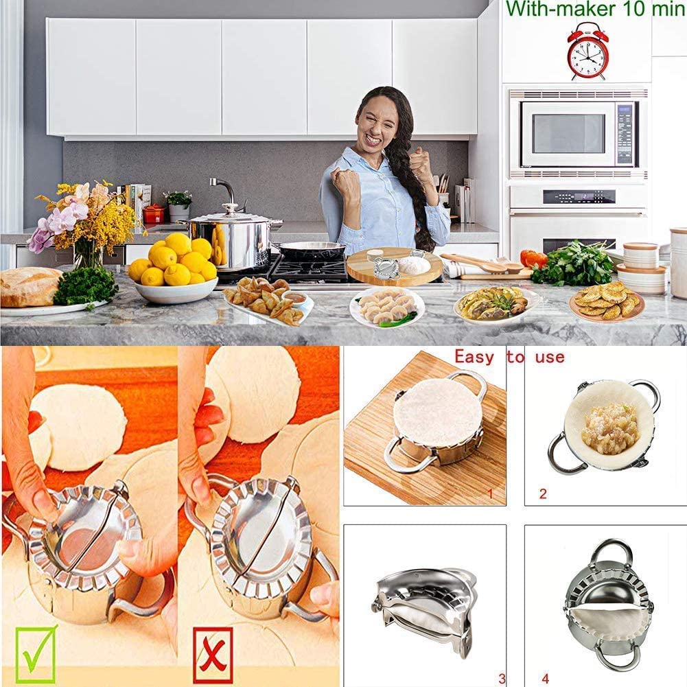 Stainless Steel Empanada Ravioli Maker Press, Auam Dumpling Pierogi Mold - Wonton Mould, Easy-Tool For Dumpling Wrapper Dough St