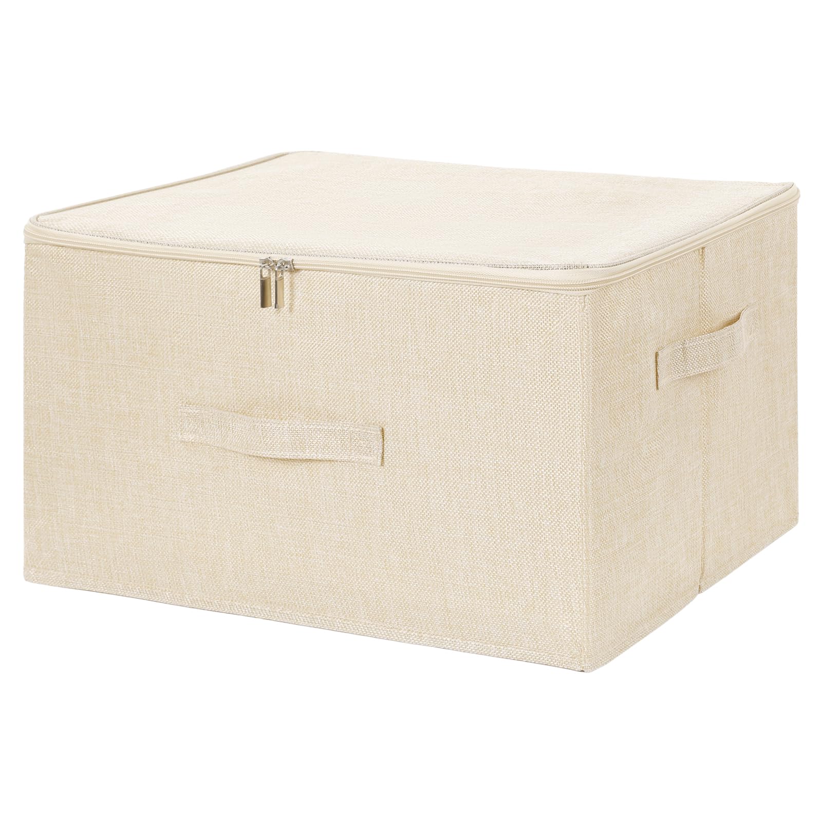 Anminy Storage Bins With Zipper Lid Storage Box With Handles Pp Plastic Board Foldable Lidded Cotton Linen Fabric Home Cubes Bas
