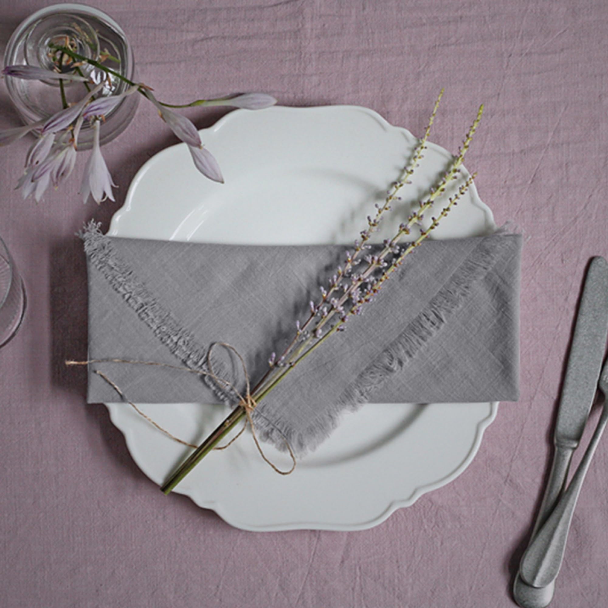 Ayuzawa Handmade Cloth Napkins 100% Cotton Napkins With Fringe,Delicate Handmade Cloth Napkins For Dinners, Parties, Weddings An