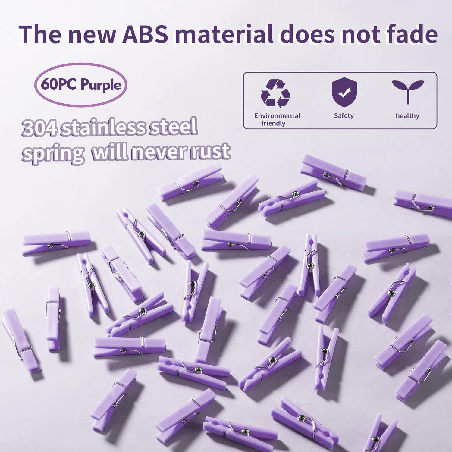 60 Baby Shower Clothespin Games Mini Clothes Pins 1.4 Inch For Party Decorations(Purple)