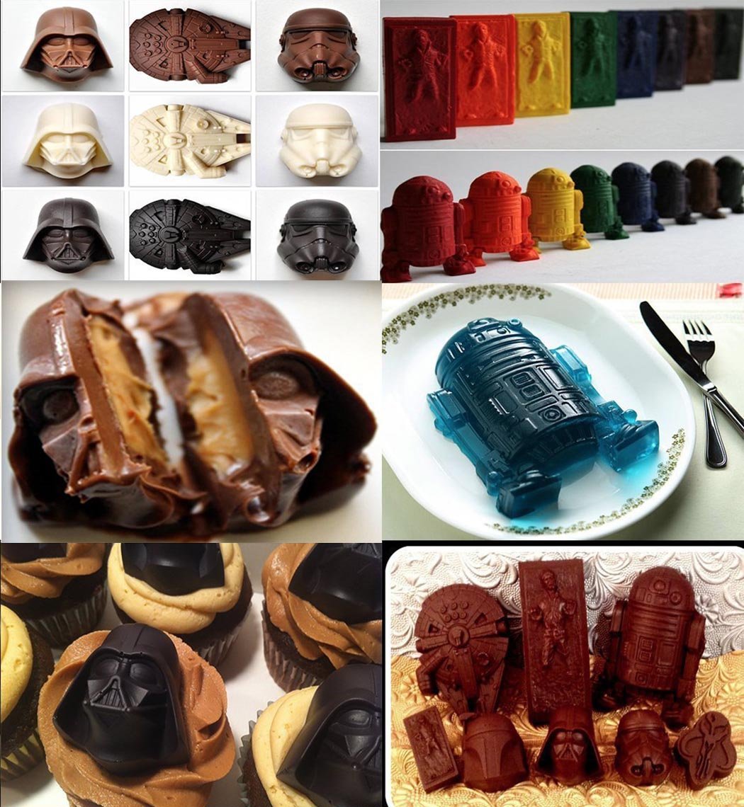 Fantasybear Star War Shaped Mold,Set Of 6 Silicone Flexible Molds For Star Wars Lovers Robots Birthday Cake Decoration Candy Mol