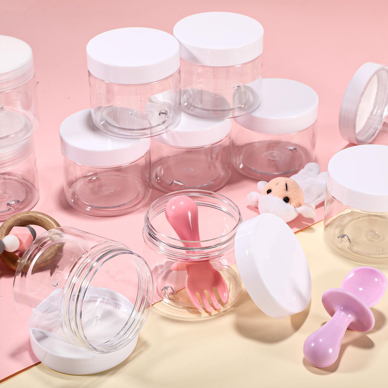 Satinior 36 Pieces 6 Oz Plastic Jars With Lids Wide Mouth Airtight Reusable Container Acrylic Cosmetic Small Jars For Lotions Oi