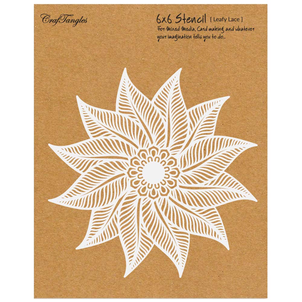 CrafTangles Art and Craft Stencil  Leafy Lace, 6x6 inch, Reusable, use for DIY Painting on Canvas, Fabric, Cloth, Paper, Glass,