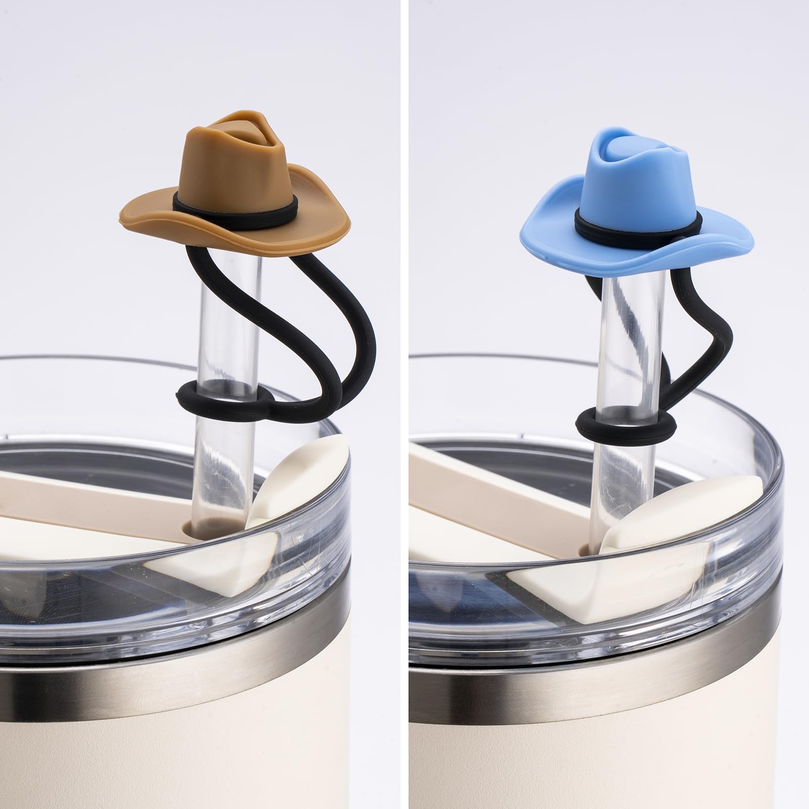 Straw Cover Cap for Stanley Cup 30 40 oz, Silicone Straw Toppers Cowboy Hat, Tumbler Cup Accessories for 10mm 0.4in Straws Cute