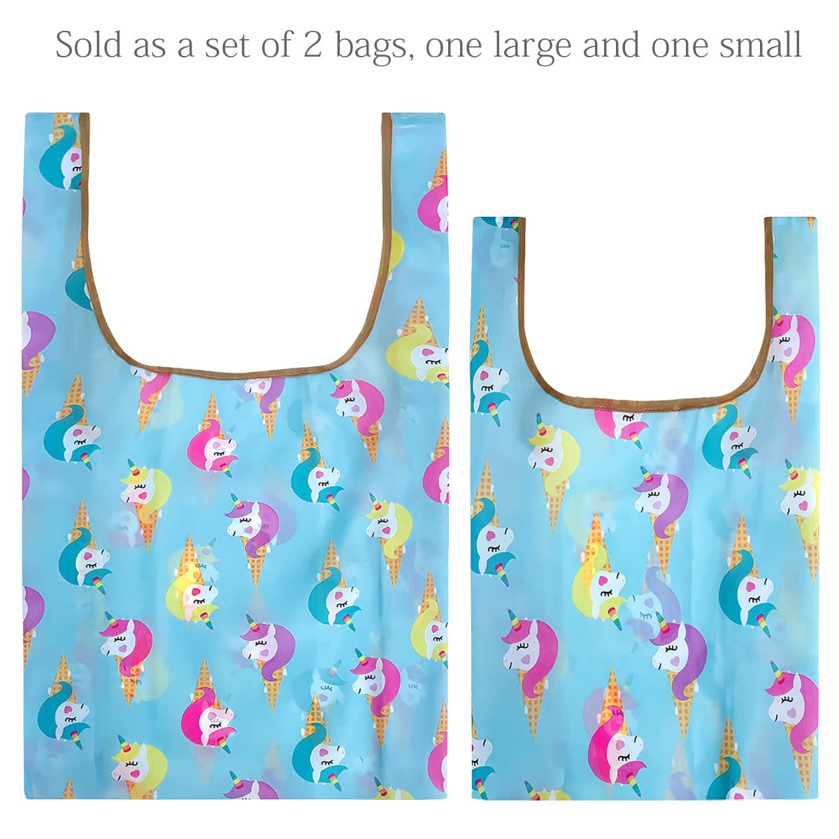 Wrapables Jolibag Collection Reusable Shopping Bag (Set Of 2), Unicorn Treats