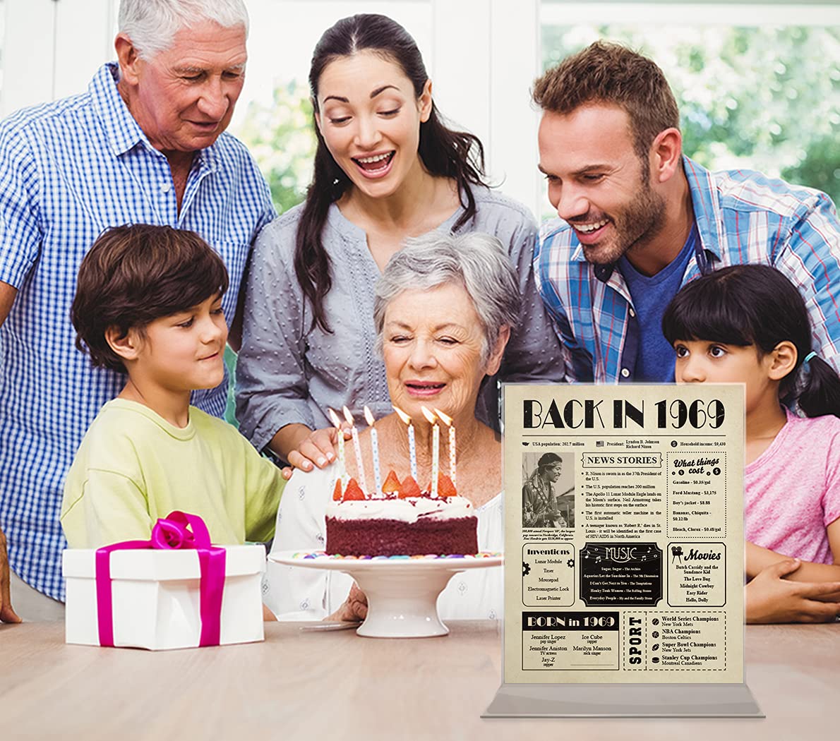 Back in 1969 Birthday Card - 55th Birthday Gift for Women or Men - 55th Birthday Decoration for Her or Him - Table Centerpiece for 55 Years Old Birthday Party [Poster Unframed 8x10]