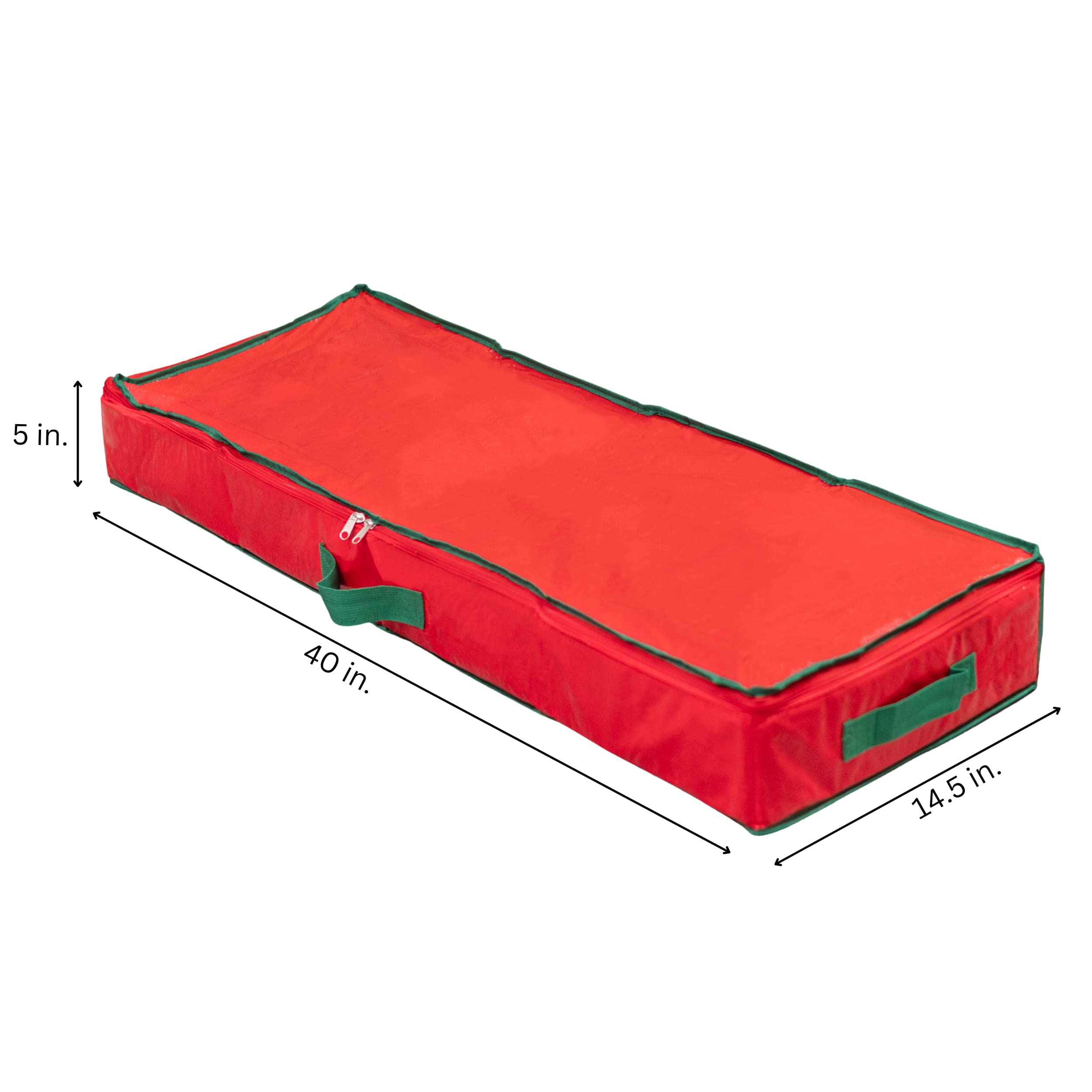 Handy Laundry Gift Wrap Storage Organizer, Red, 40” x 14” x 6”, Holds 18-24 Rolls, Durable Tarp Material, Perfect for Holiday Supplies